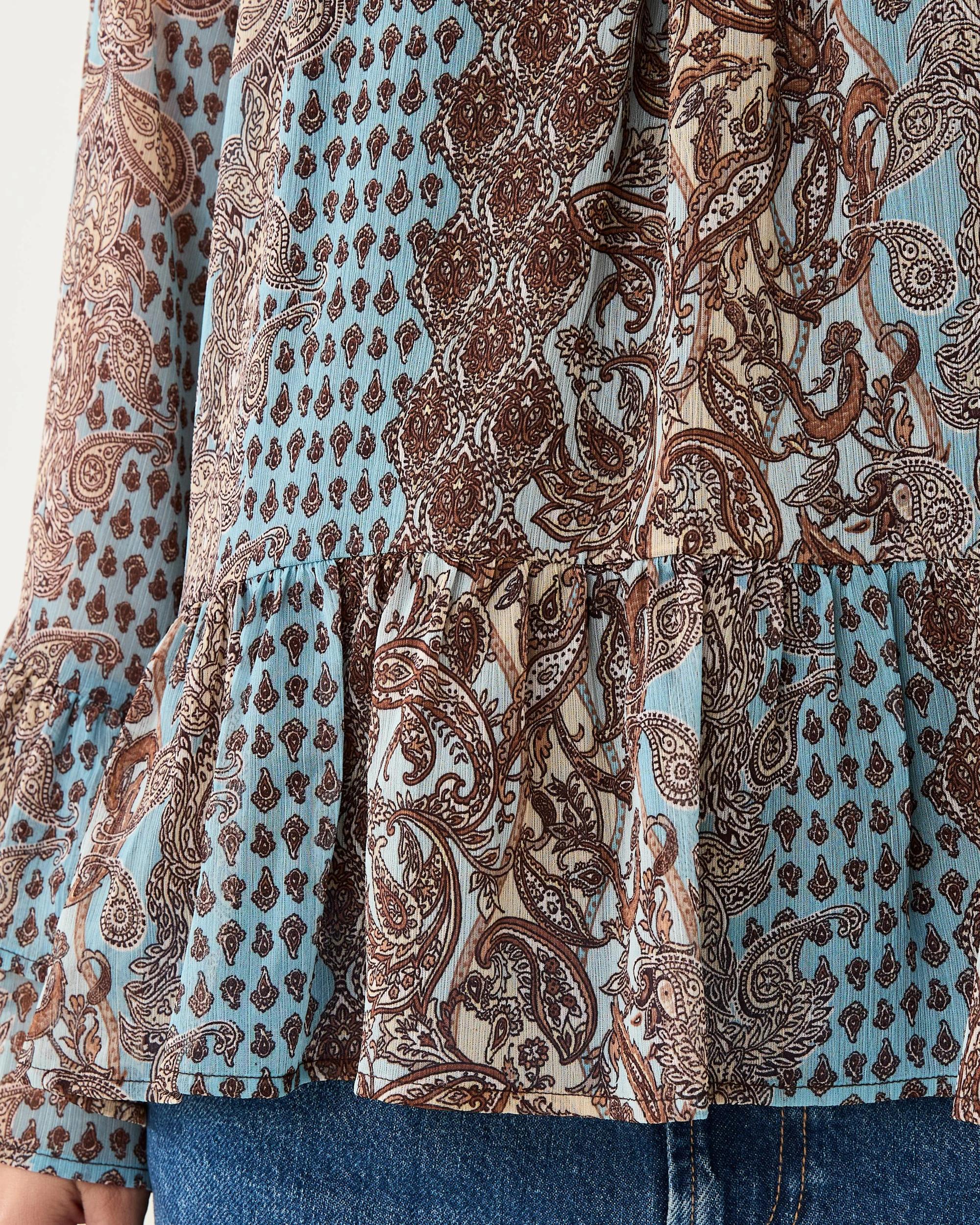 8 Long Sleeve Chiffon Tier Top Paisley, 8 of 8