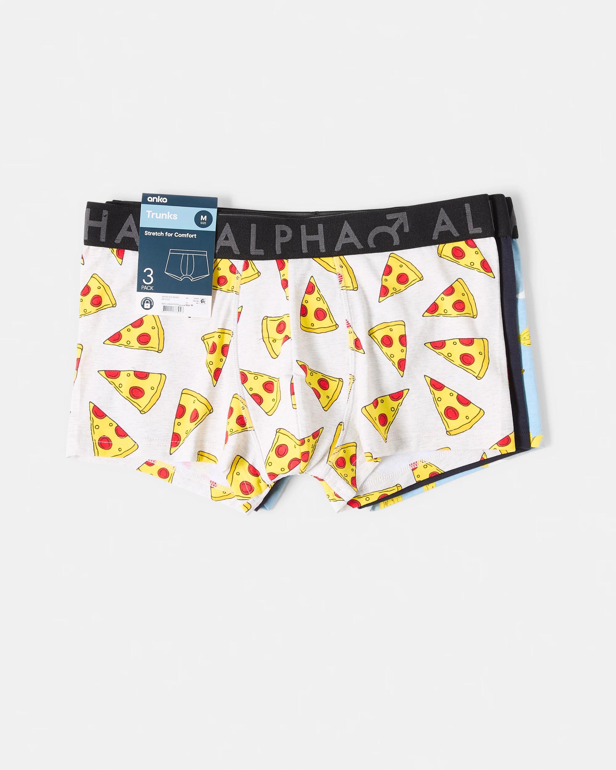 8 3 Pack Print Plain Trunks Gry Pizza, 8 of 8