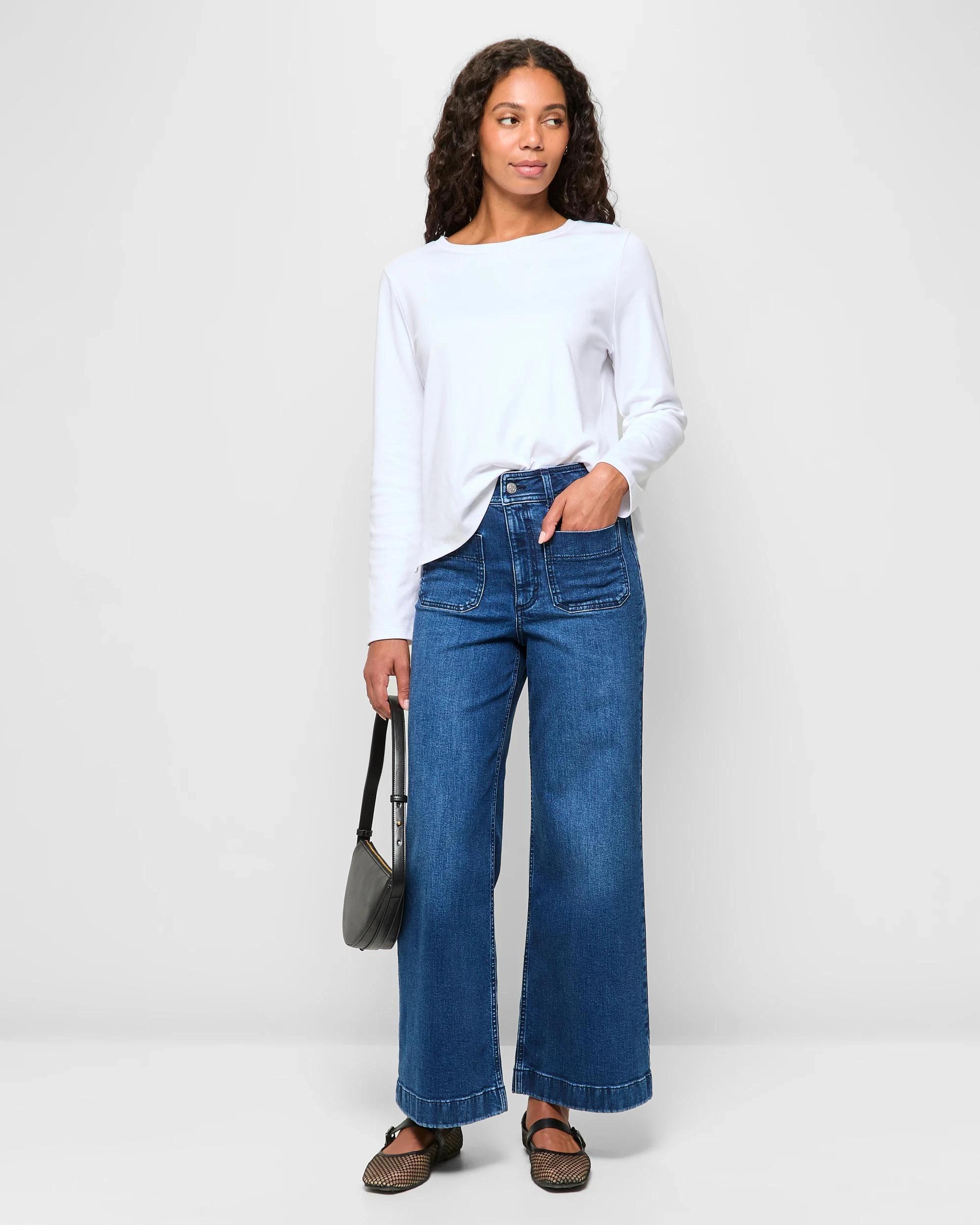 1 Target Mila Wide Leg High Rise Full Length Flat Front Denim Jeans 70'S INDIGO, 1 of 5