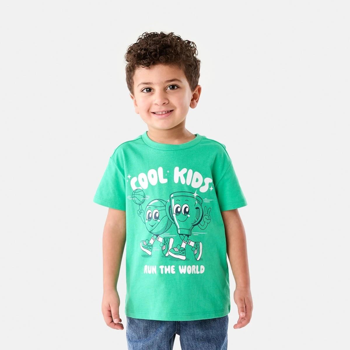 1 Chest Print T-shirt COOL KIDS SPORT APPLE GREEN, 1 of 6