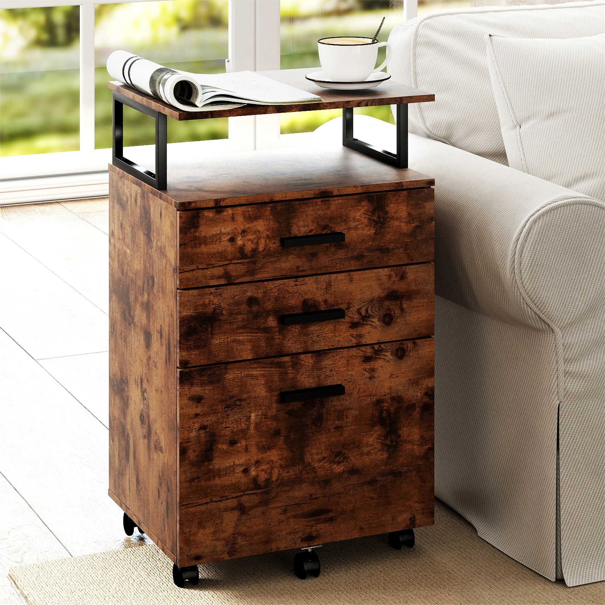 7 Levede Mobile File Cabine - Brown, 7 of 9