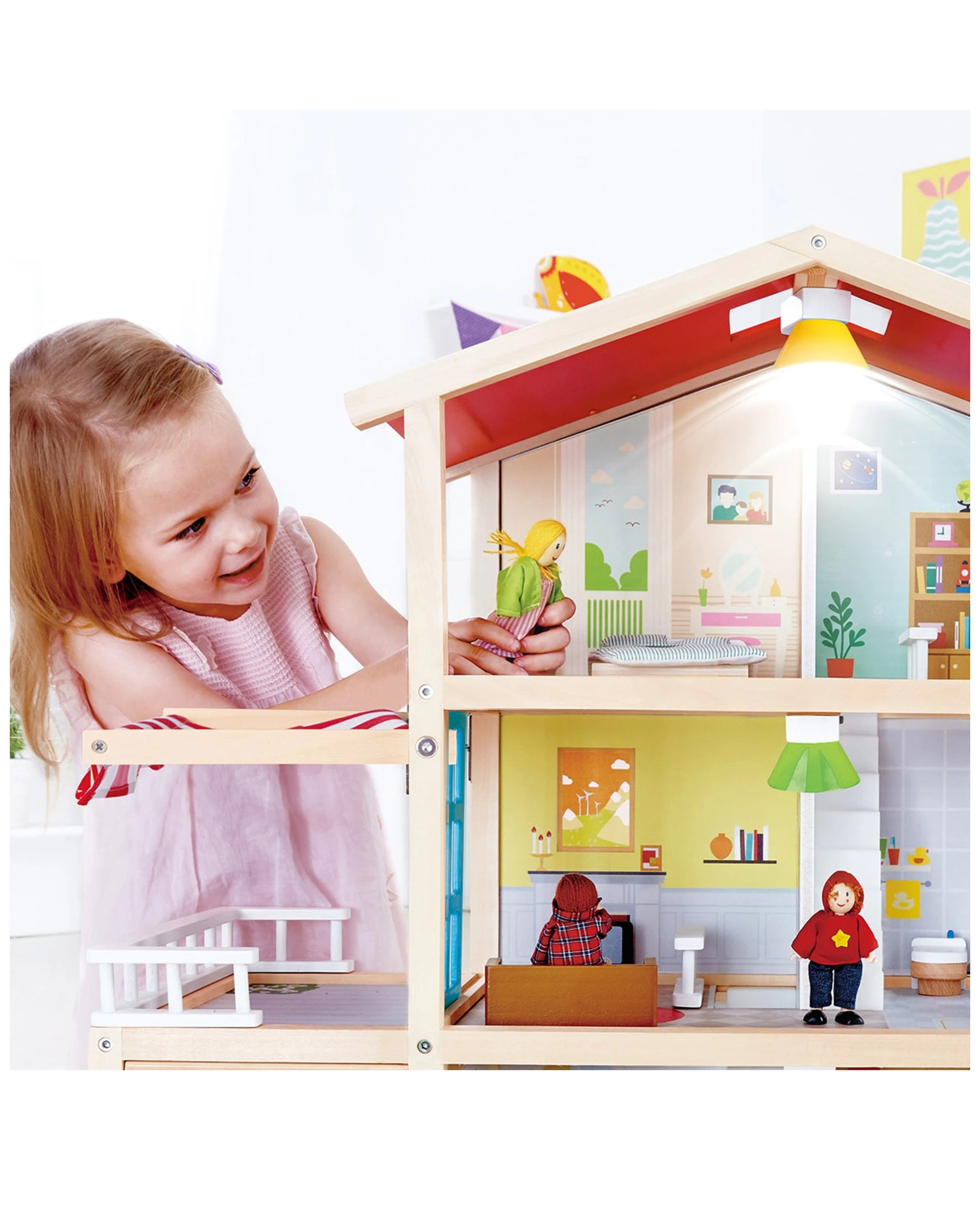 7 Hape 29pc 80cm Wooden Doll Family Mansion Kids Toy 3 Plus Years Interactive Playhouse - Natural, 7 of 8