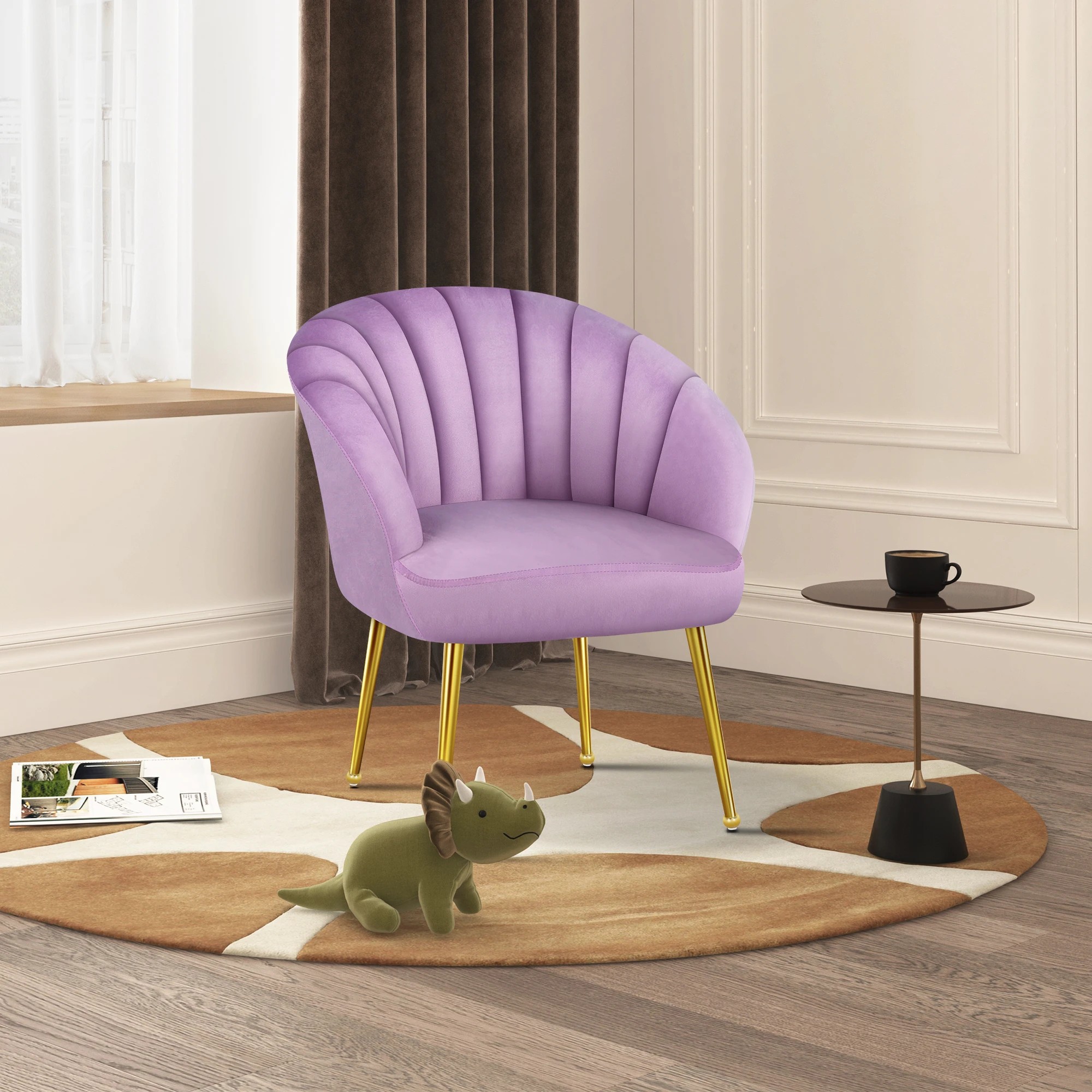 5 Alfordson Armchair Lounge Chair Accent Tub Chair Sofa Couch Velvet - Purple, 5 of 9