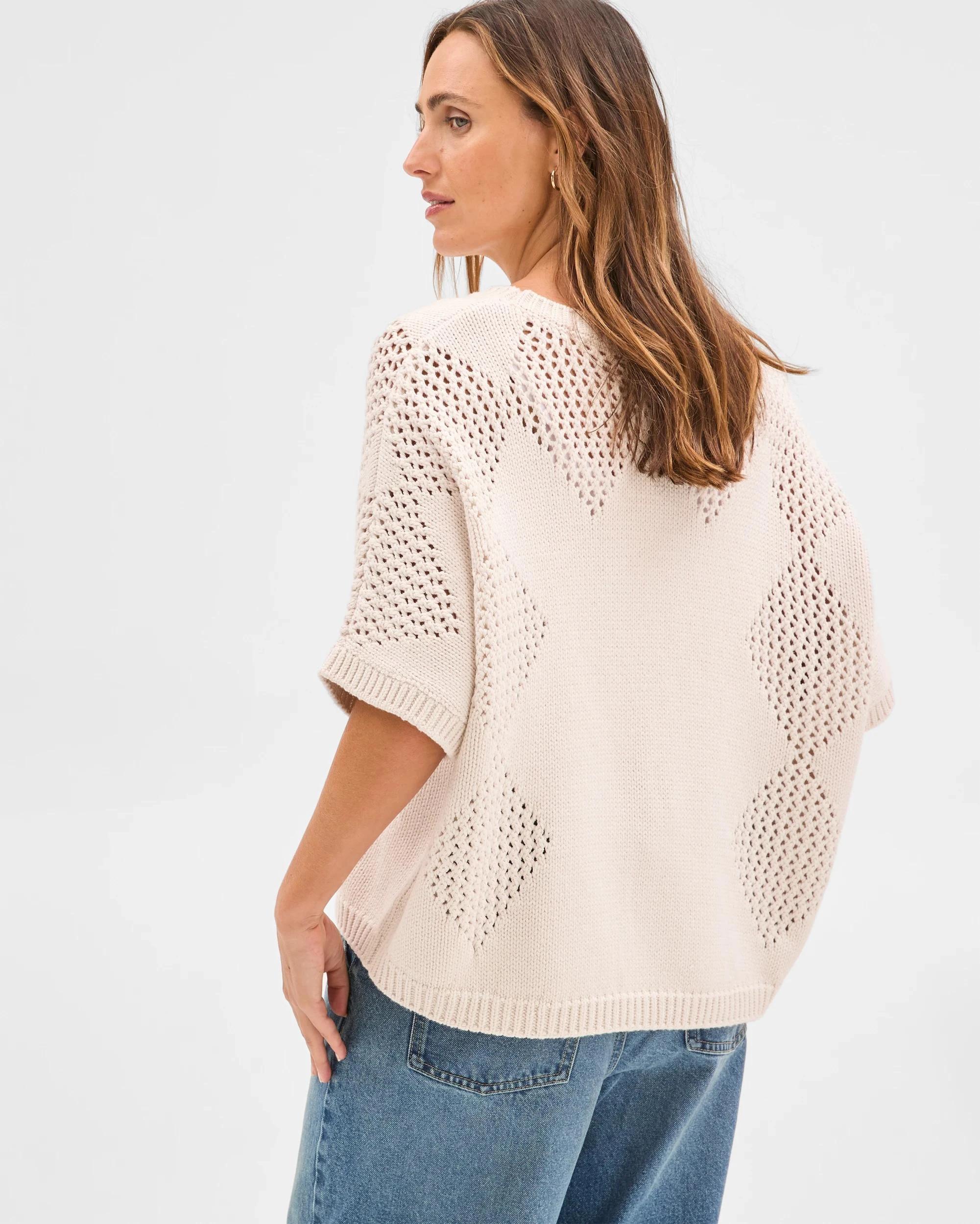 7 Target Woman Australian Cotton Blend Pointelle Slouch Knitted Top CHALK, 7 of 7