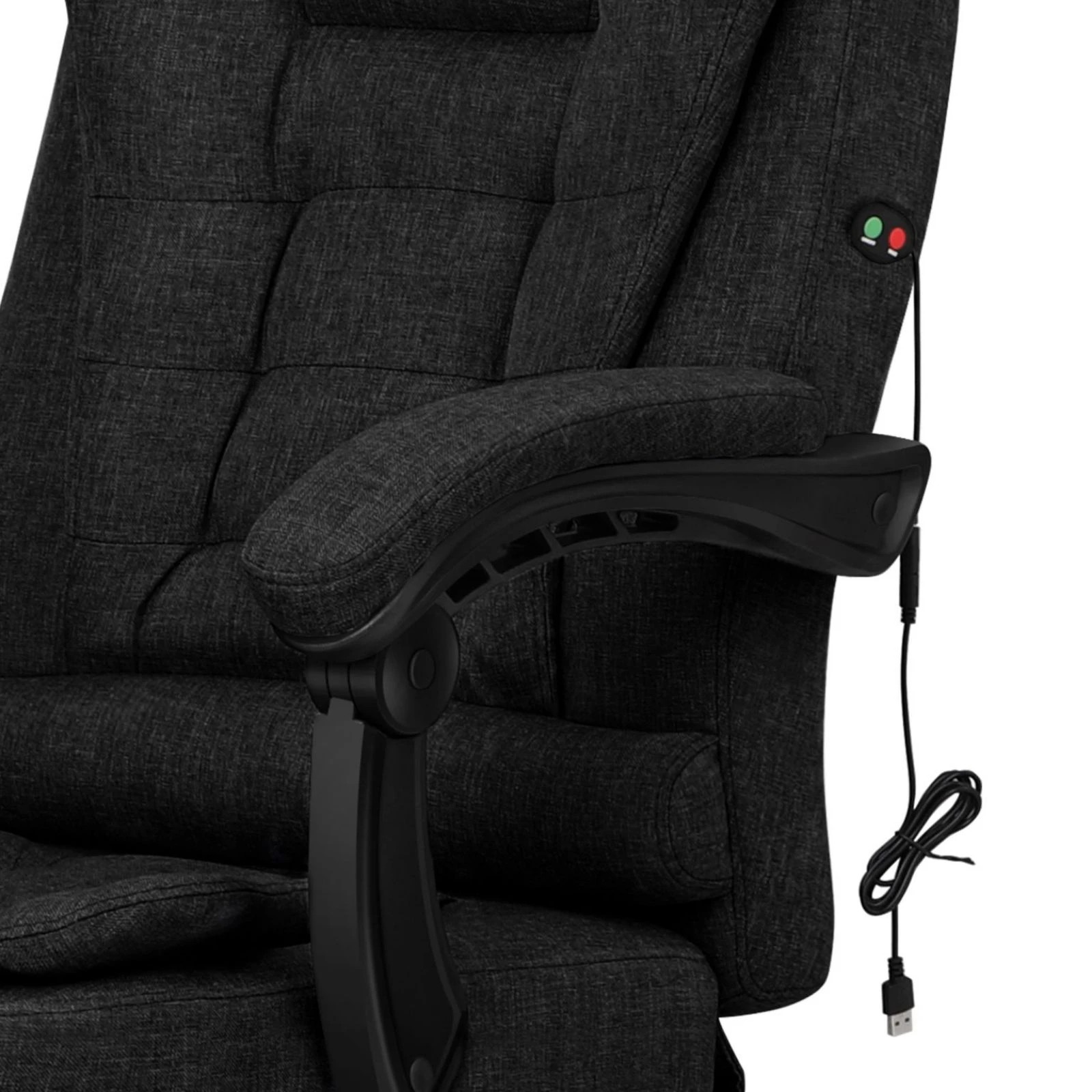 6 Alfordson Massage Office Chair Footrest Executive Gaming Racing Fabric Seat - Black, 6 of 10