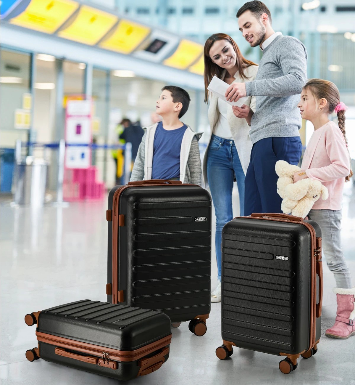 10 Mazam 3PCS Luggage Suitcase Trolley Set TSA Lock Hard Shell Case - Black, 10 of 10