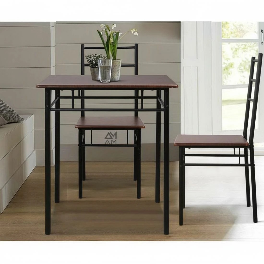 5 Artiss Dining Table And Chairs Set fo 3 Walnut - Multi, 5 of 10