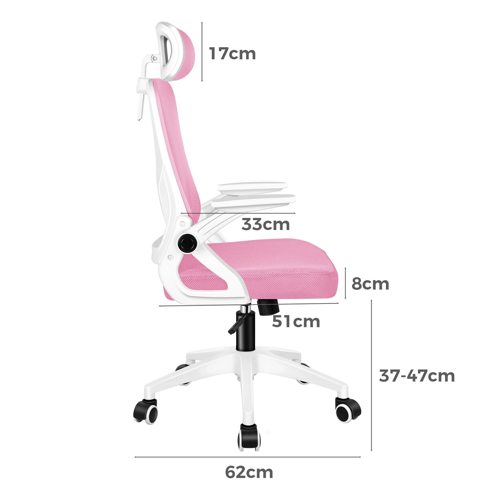 6 Alfordson Mesh Office Chair Executive Fabric Seat Tilt Gaming Racing Computer - Pink, 6 of 10