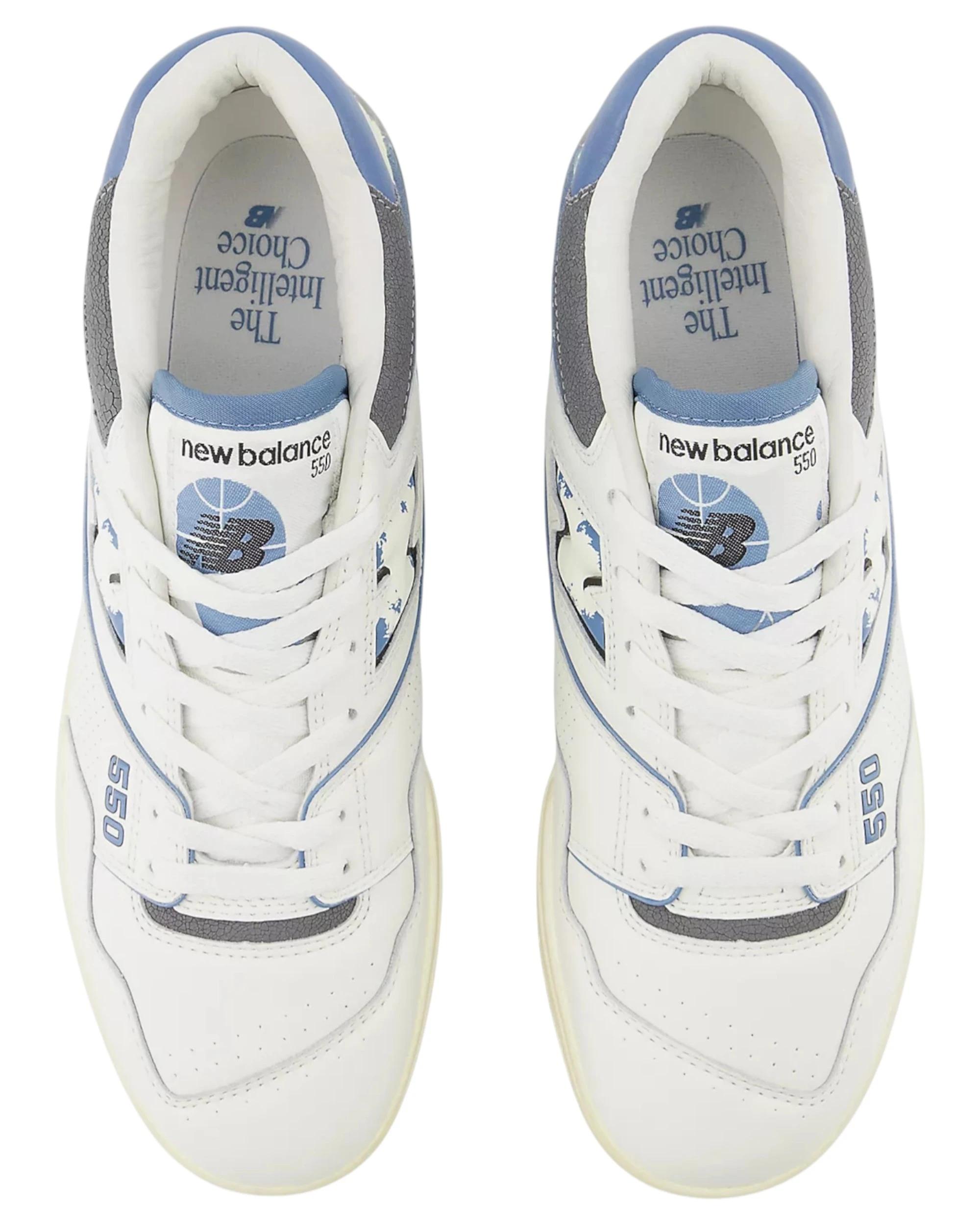3 New Balance Mens 550 White/ Blue Athletic Shoes WHITE/BLUE, 3 of 6