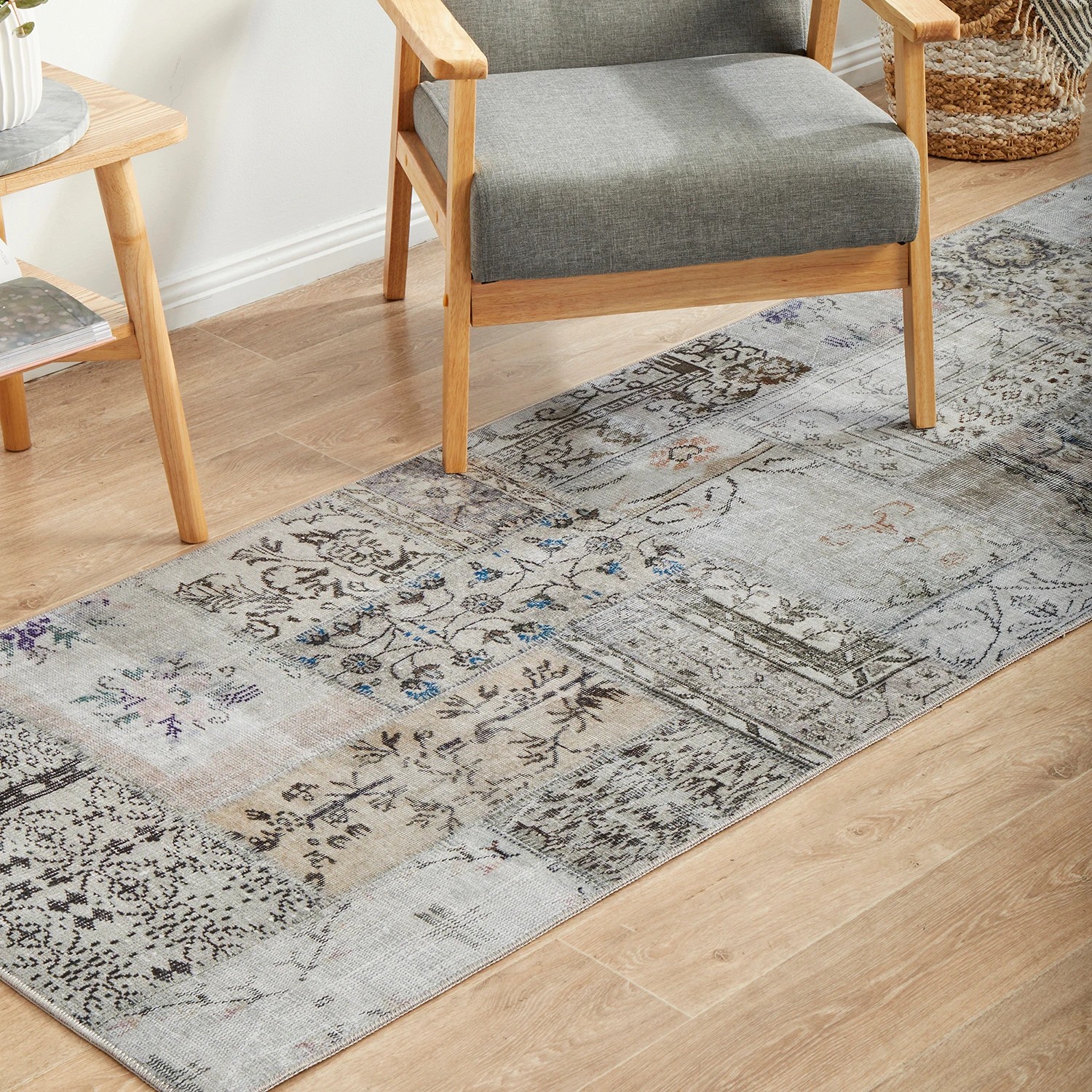 3 Common Ground Rugs Bazaar 189 200x80cm - Small Runner Rug - Grey, 3 of 9