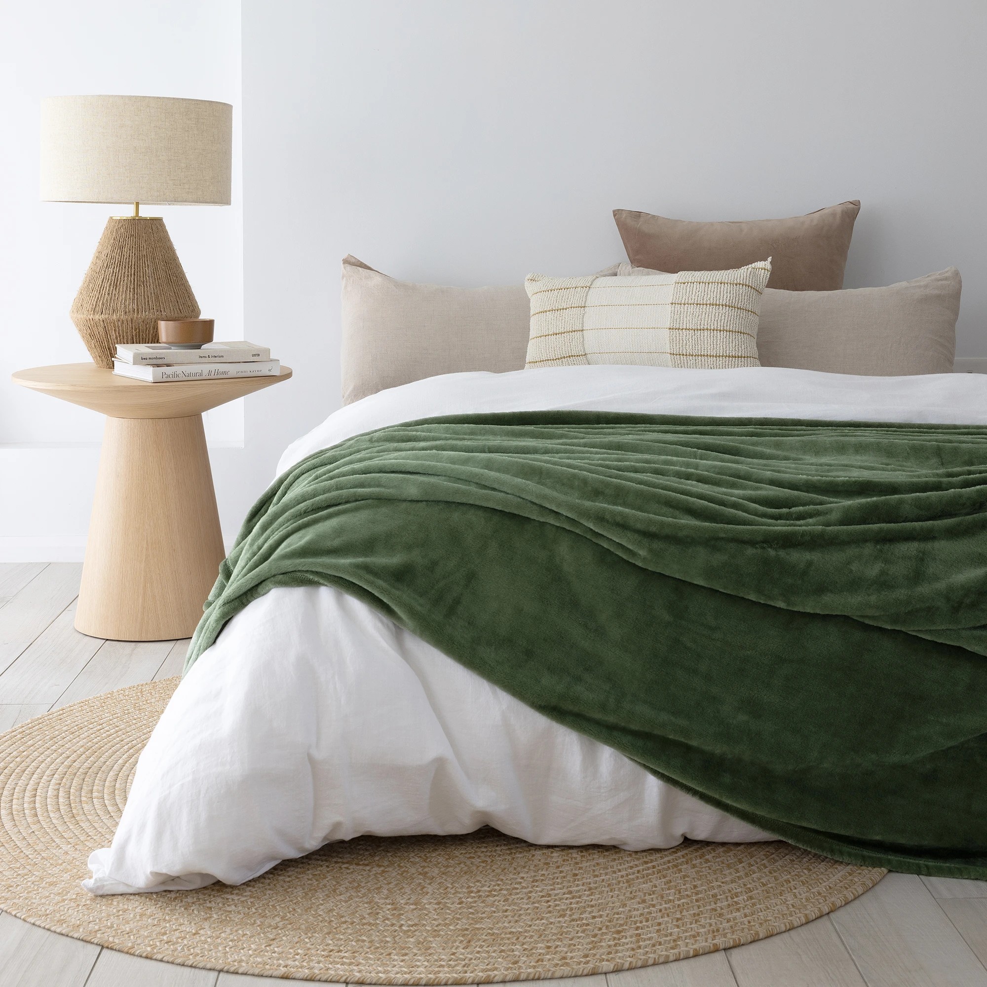 1 Bambury Solid Ultraplush Polyester Cosy Blanket Moss - Double/Queen - Green, 1 of 2