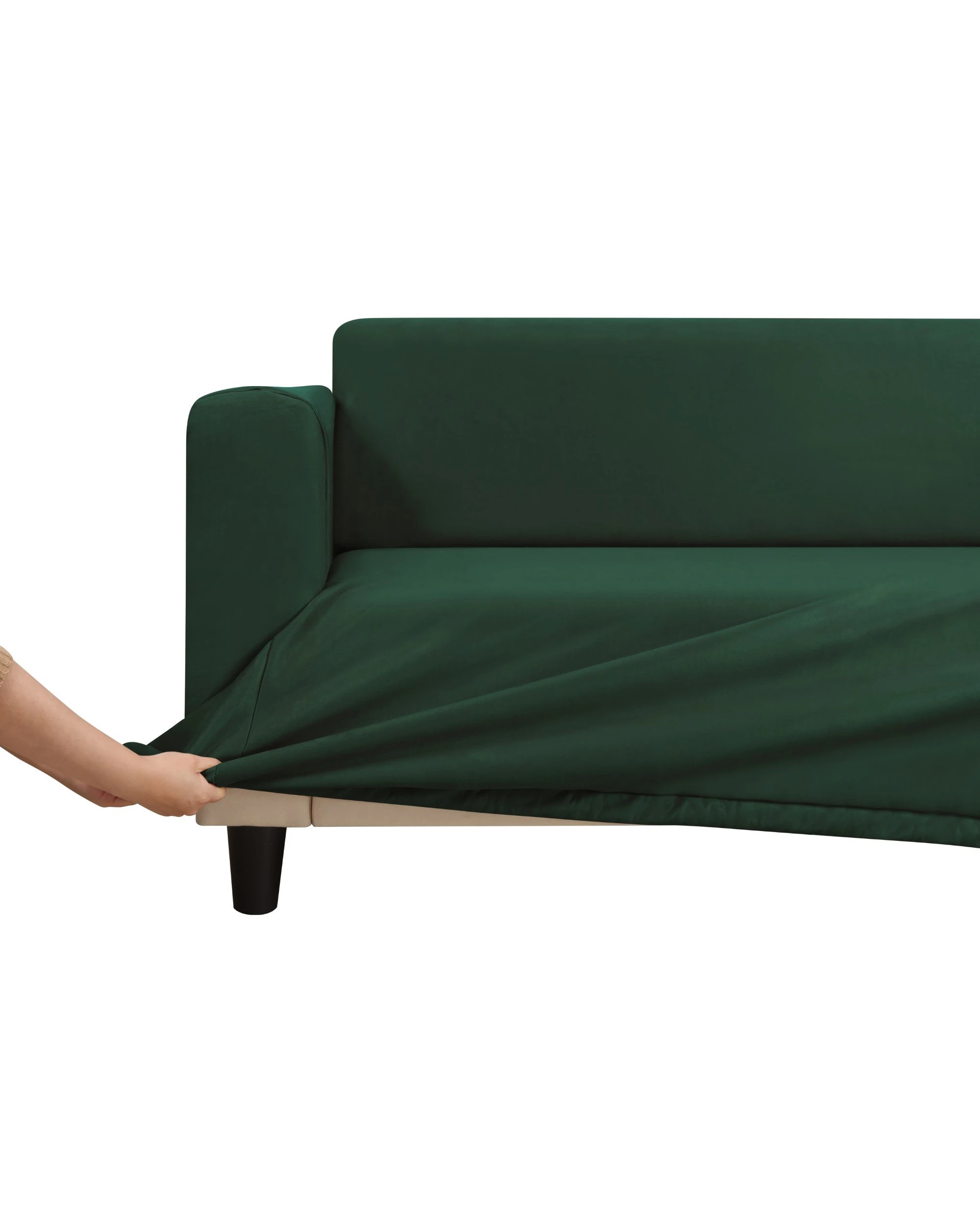 3 Sherwood Home Premium Faux Suede 3 Seater Couch Sofa Cover - Forest Green, 3 of 6