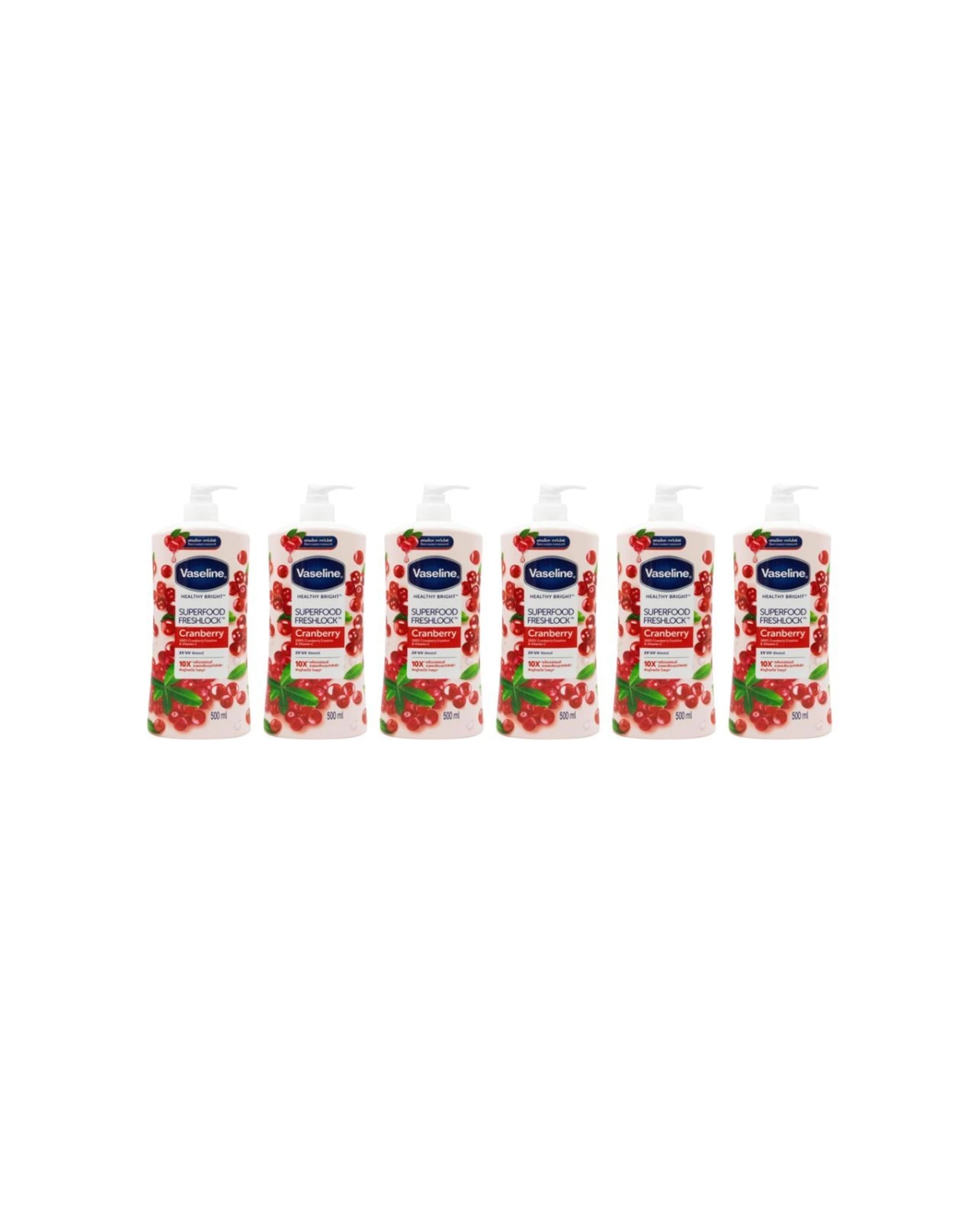 1 Vaseline Superfood Freshlock Healthy Bright Body Lotion Cranberry 6PK 500ml - Red, 1 of 3