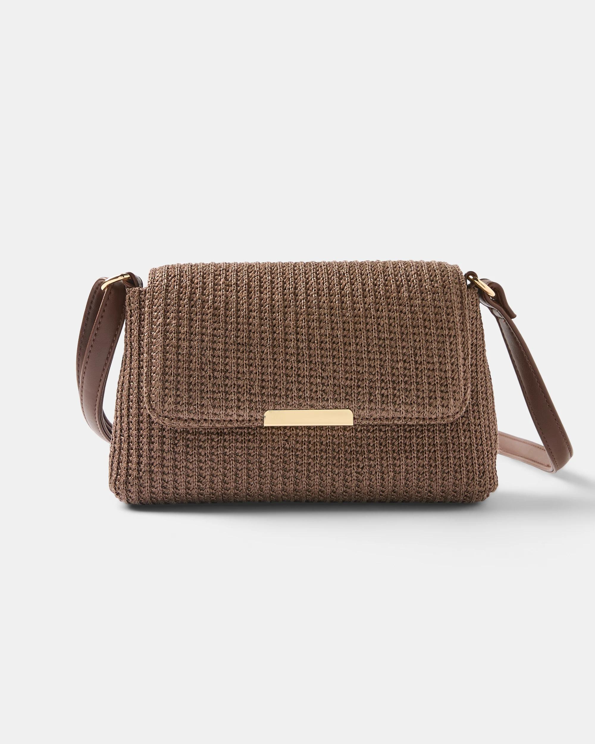 1 Woven Detail Crossbody Bag Brown, 1 of 3
