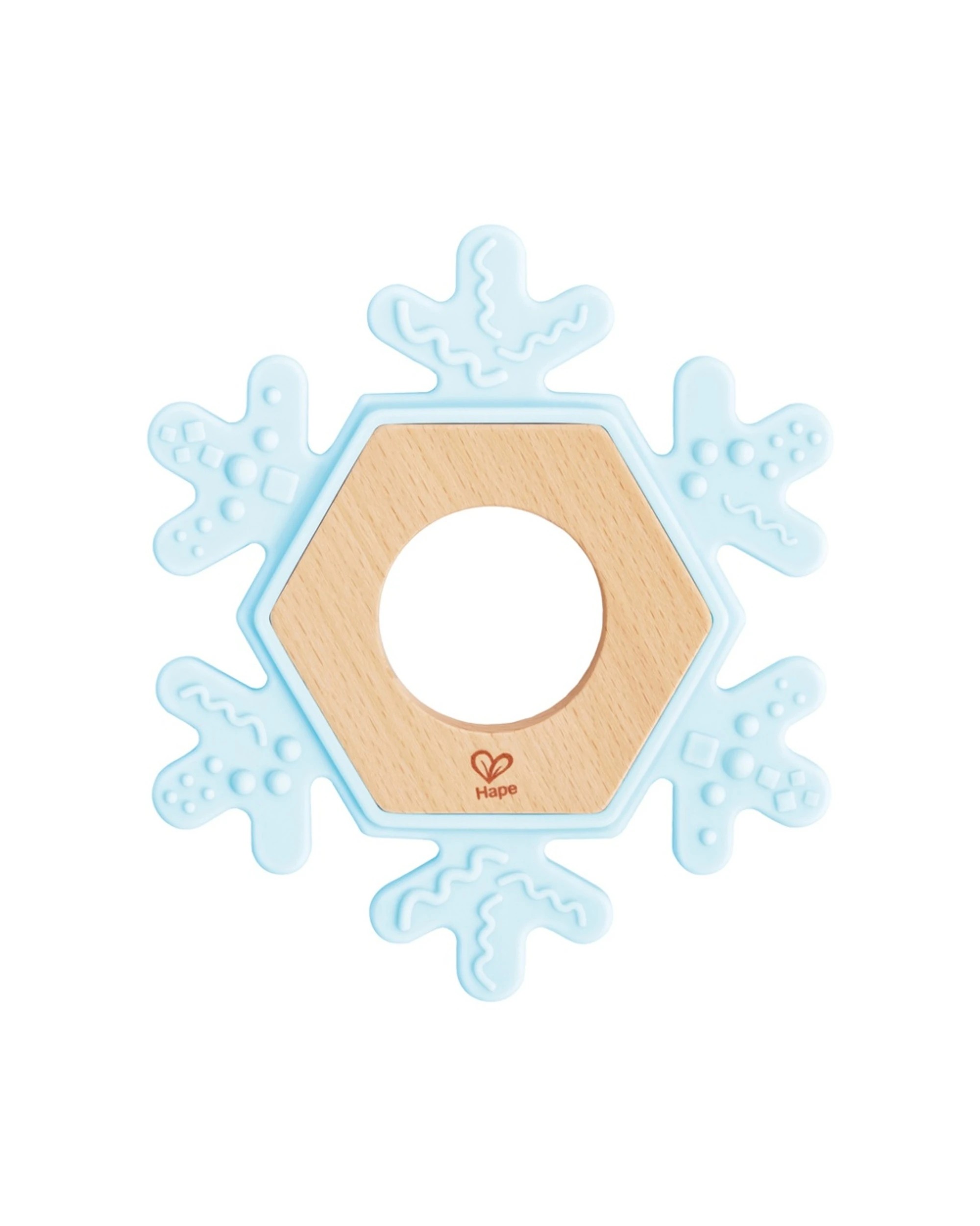 1 Hape Snowy Teether Baby Toy Snowflake Shape Textured Surface Activity - Multi, 1 of 4