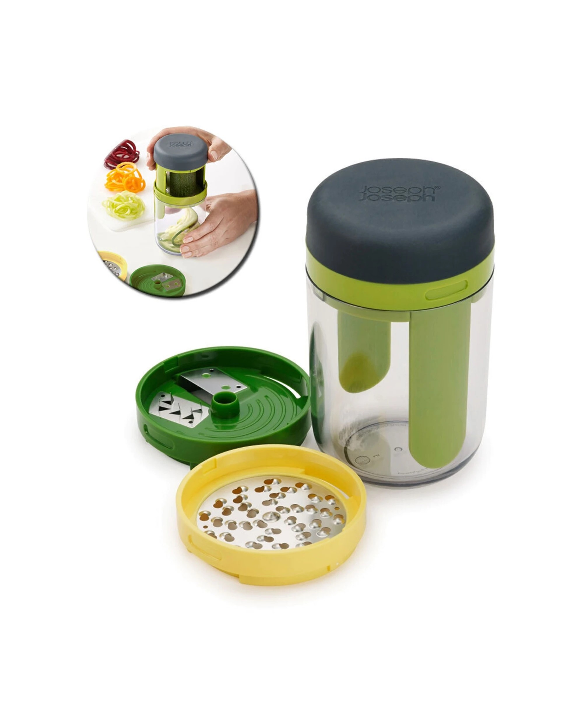 2 Joseph Joseph Spiro 3-In-1 Handheld Spiralizer Compact Design Use - Clear, 2 of 5