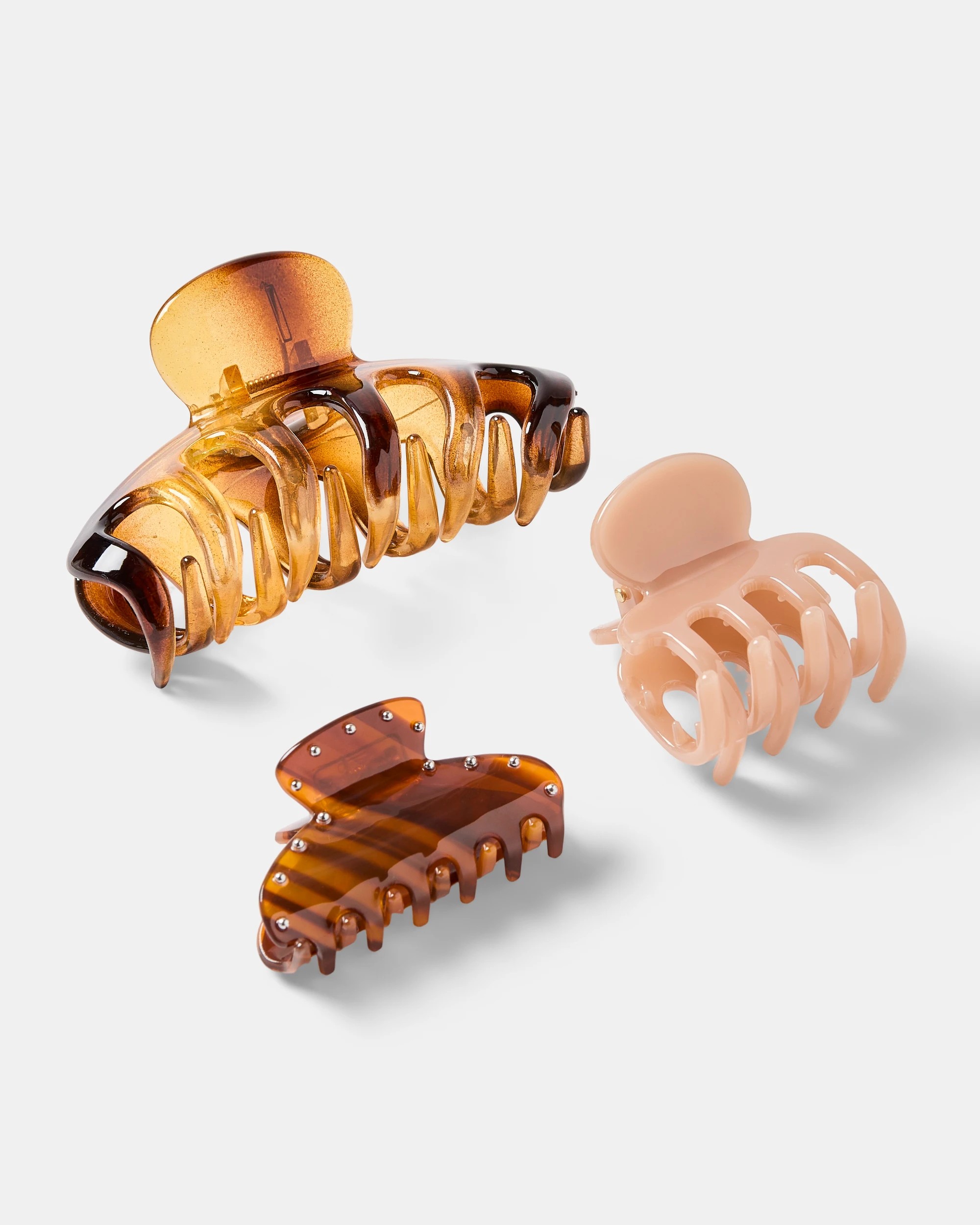 2 3 Pack Brown Tort Claw Hair Clips, 2 of 3