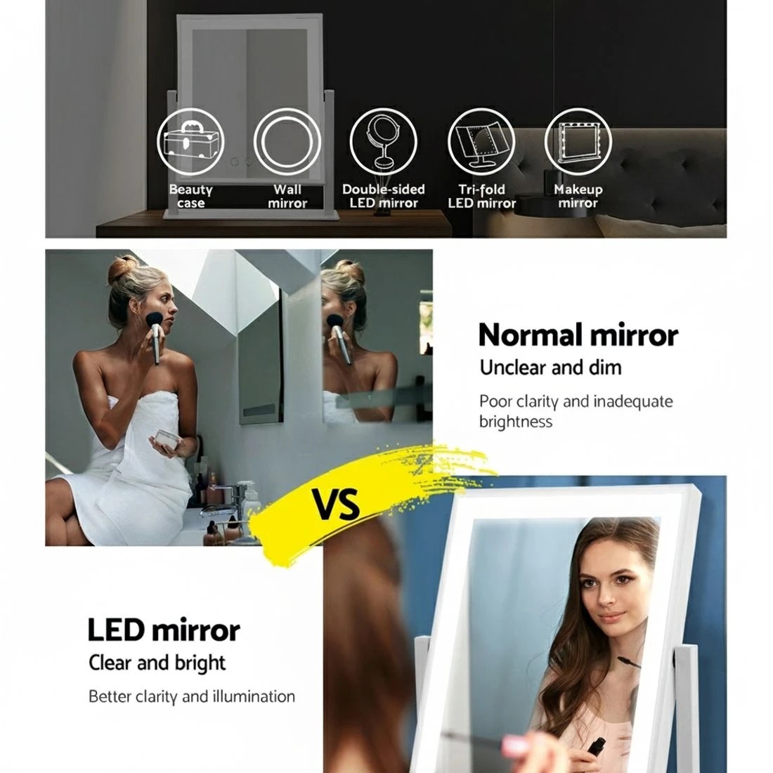 4 Embellir Makeup Mirror 25x30cm Hollywood Vanity with LED Light Rotation - Multi, 4 of 7