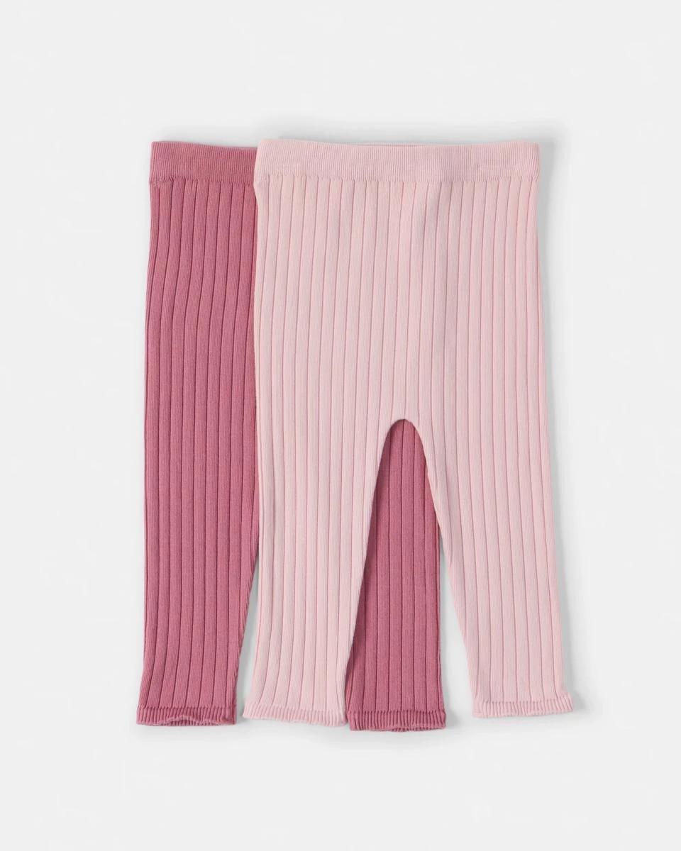2 2 Pack Rib Leggings Pnk Multi, 2 of 4