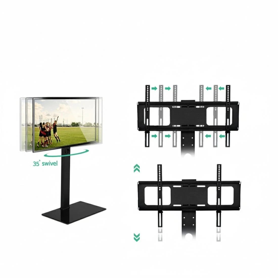 4 Artiss TV Stand Mount Bracket for 32"-70" LED LCD Glass Storage Floor Shelf - Black, 4 of 7