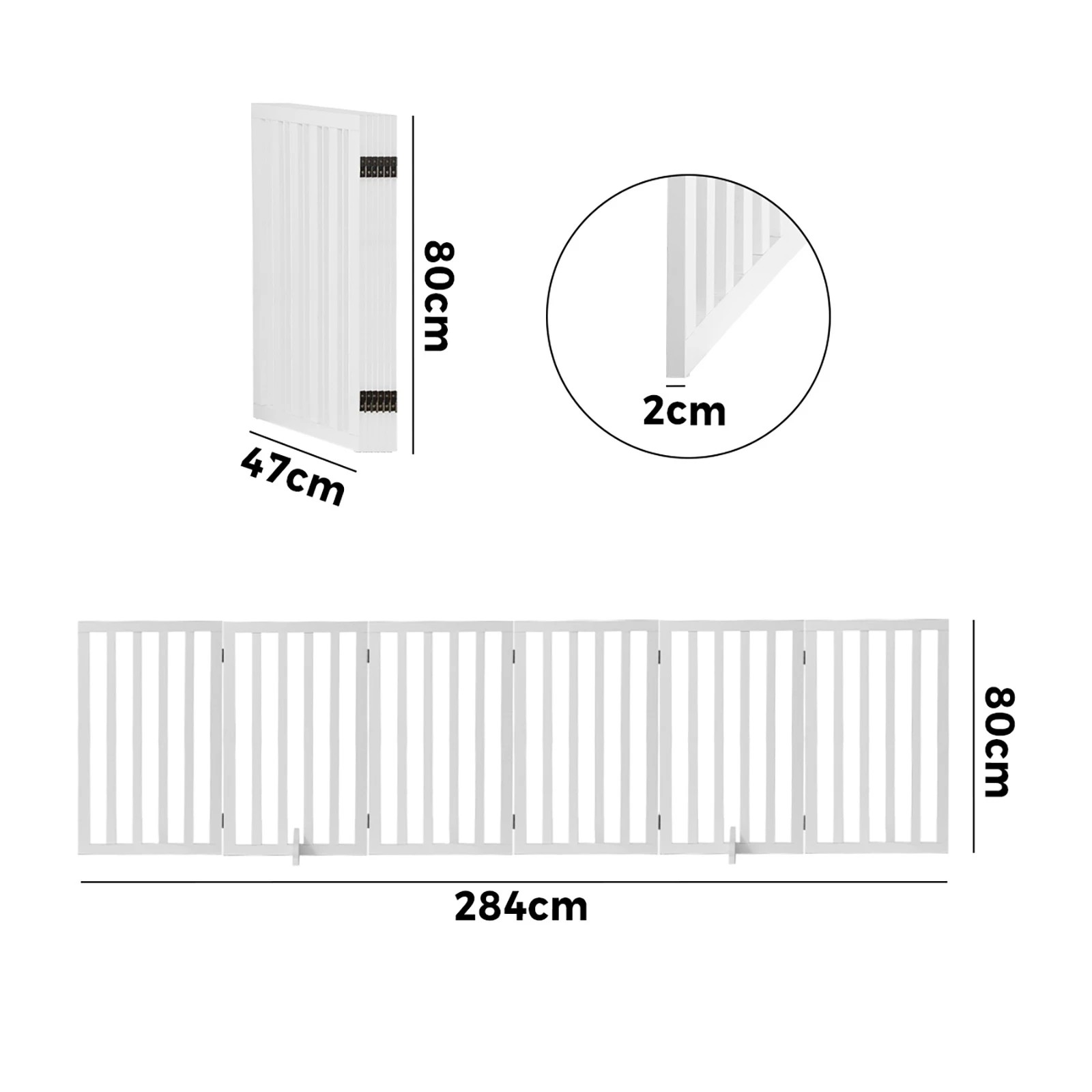 10 Alopet Wooden Pet Gate Dog Fence Safety Stair Barrier Security Door 6-Panel 80cm - White, 10 of 10