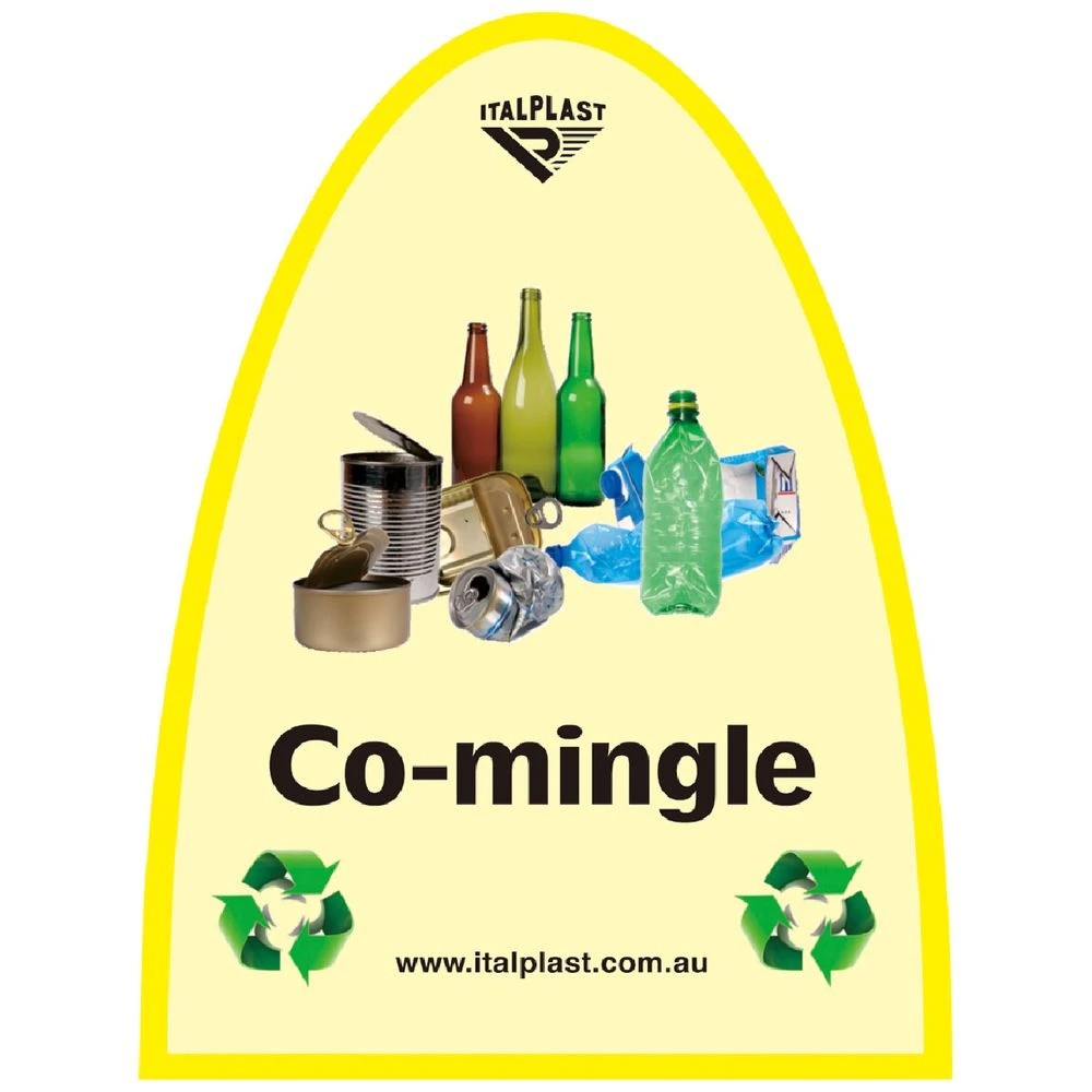 2 Italplast 32 Litre Co-Mingle Waste Separation Bin Yellow Lid, 2 of 2