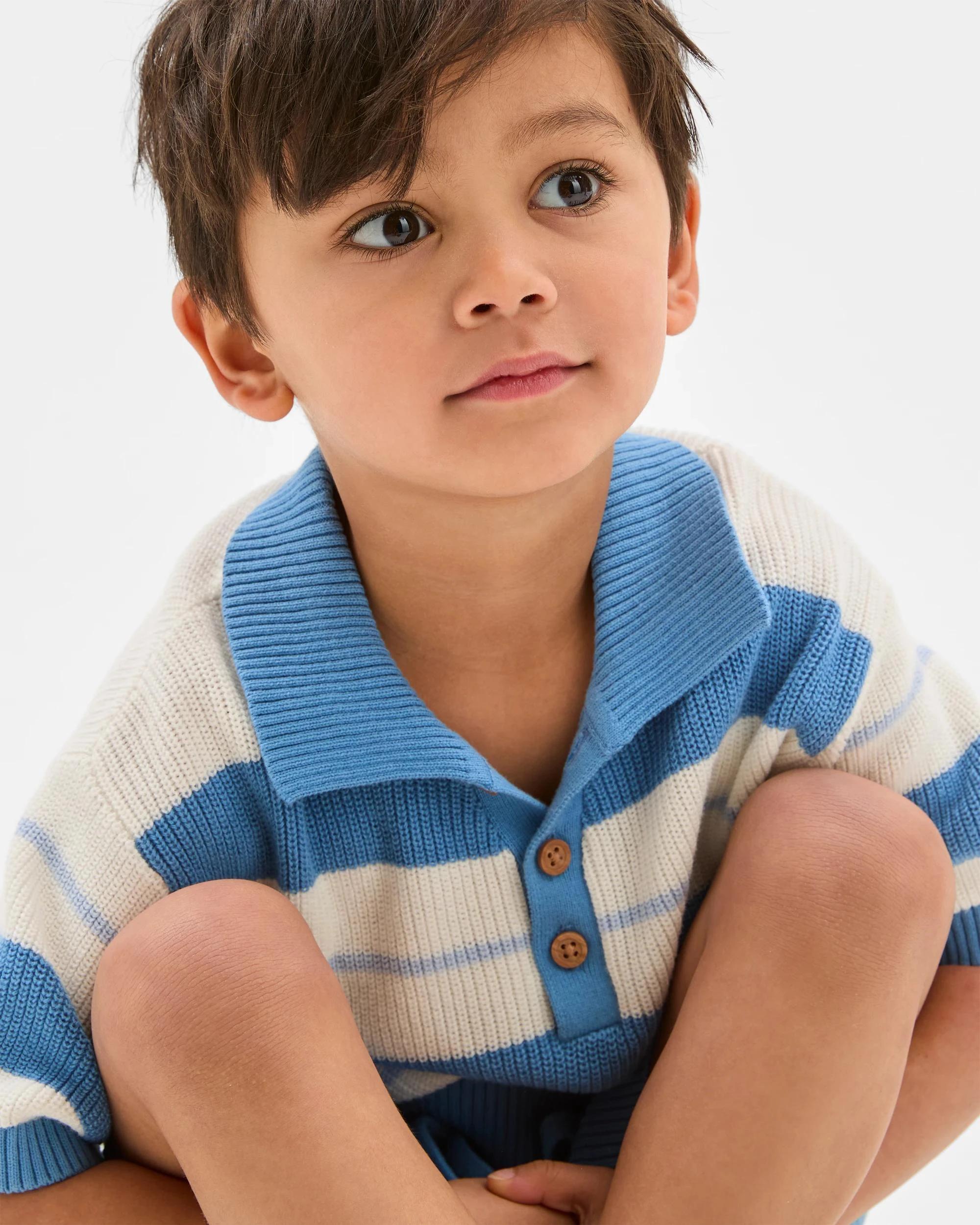 1 Target Australian Cotton Knit Polo and Short 2 Piece Set BLUE, 1 of 6