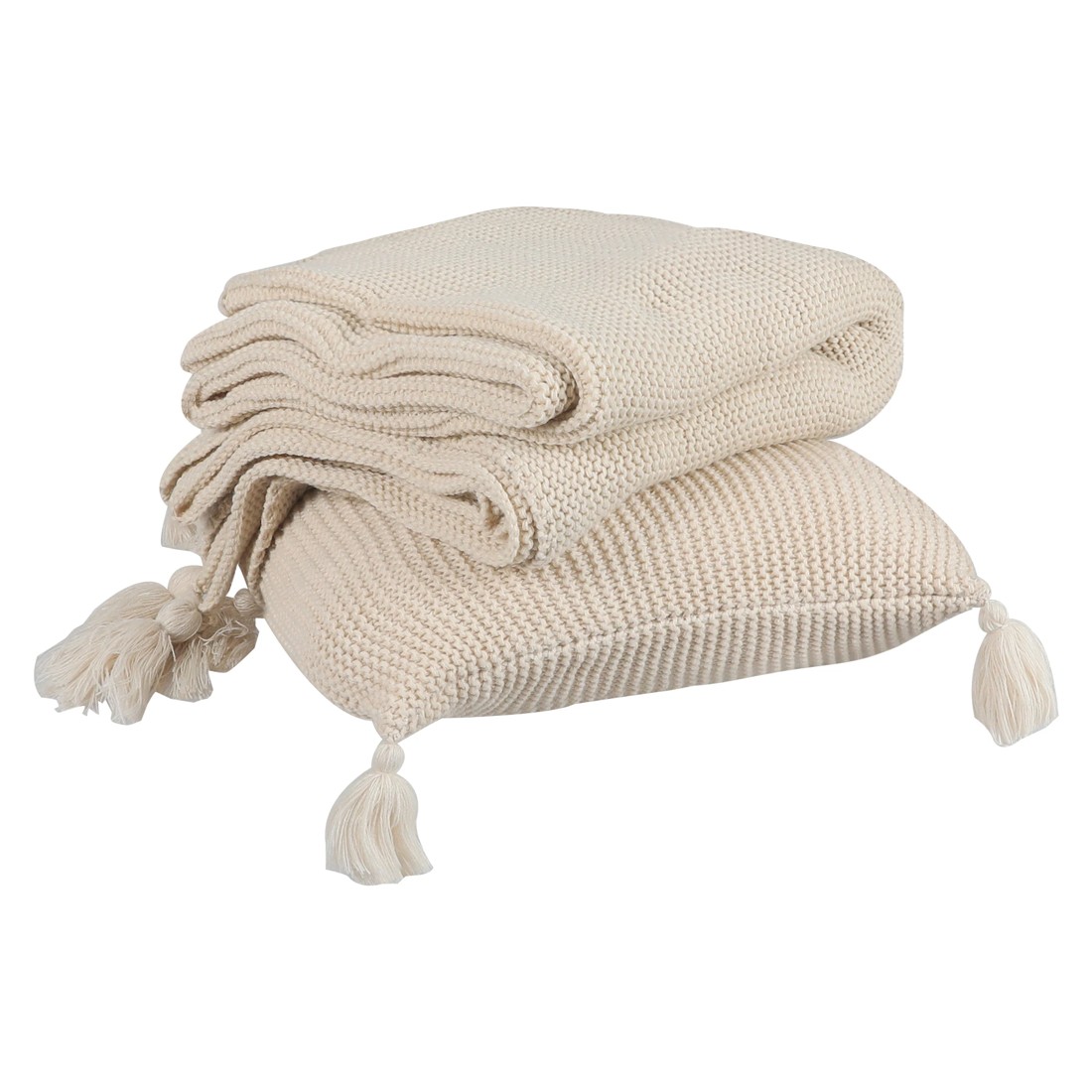 2 Dreamz Beige Blanket Cushion Set, 2 of 6