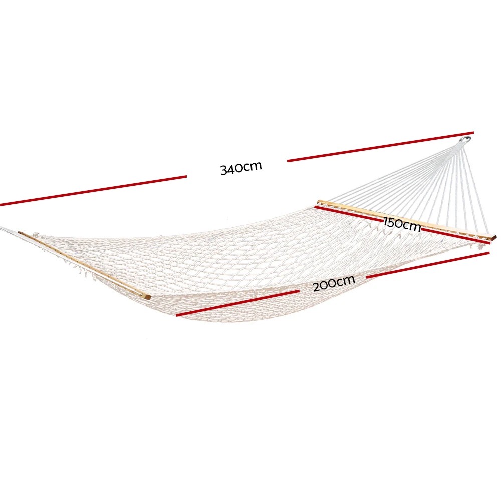 2 Gardeon Hammock Bed Outdoor Chair Camping Hanging Hammocks Mesh 2 Person - Beige, 2 of 7