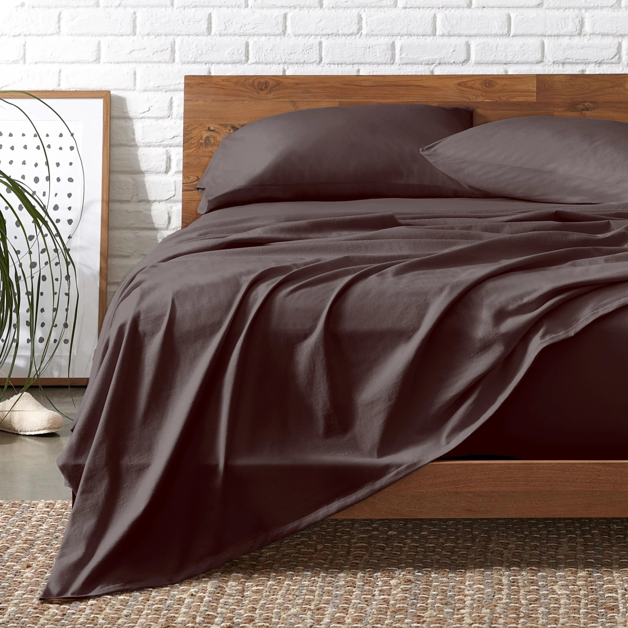 1 Royal Comfort Signature Bamboo Cotton Sheet Set Premium Bedding - King Bed - Brown, 1 of 5