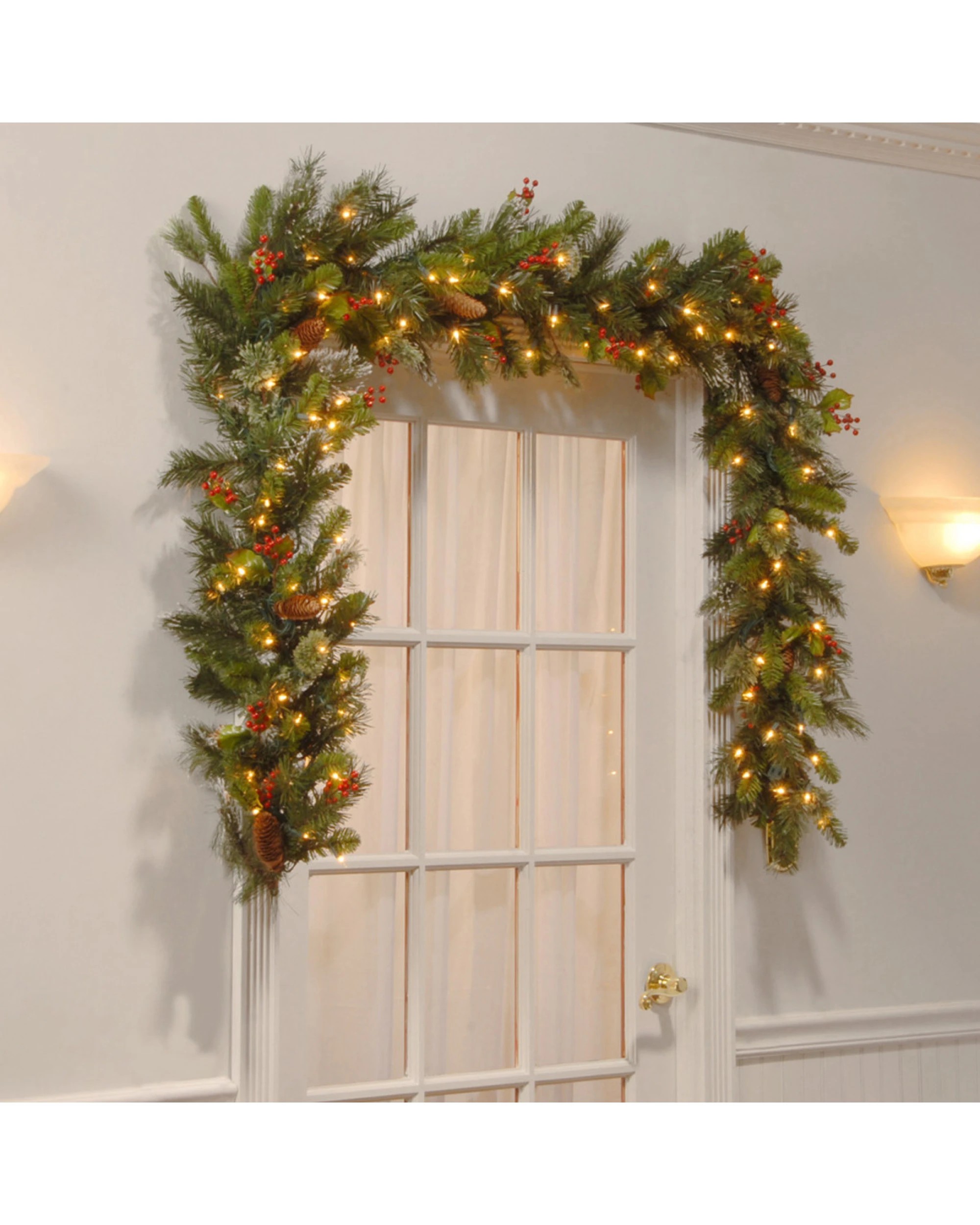 3 Christabelle 2.7m Christmas Garland with LED Lights Snow Berries Pine Cones Tree Decoration Ornament, 3 of 3