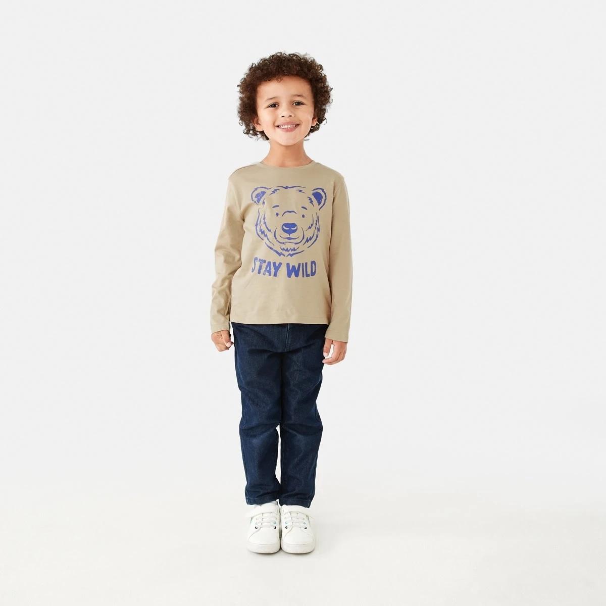 5 Long Sleeve Print T-shirt Beige Bear, 5 of 8