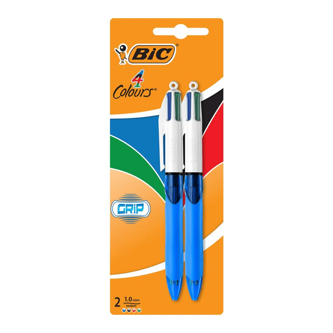 1 BIC 4 Colours Grip Retractable Ballpoint Pen 1mm 2 Pack, 1 of 6