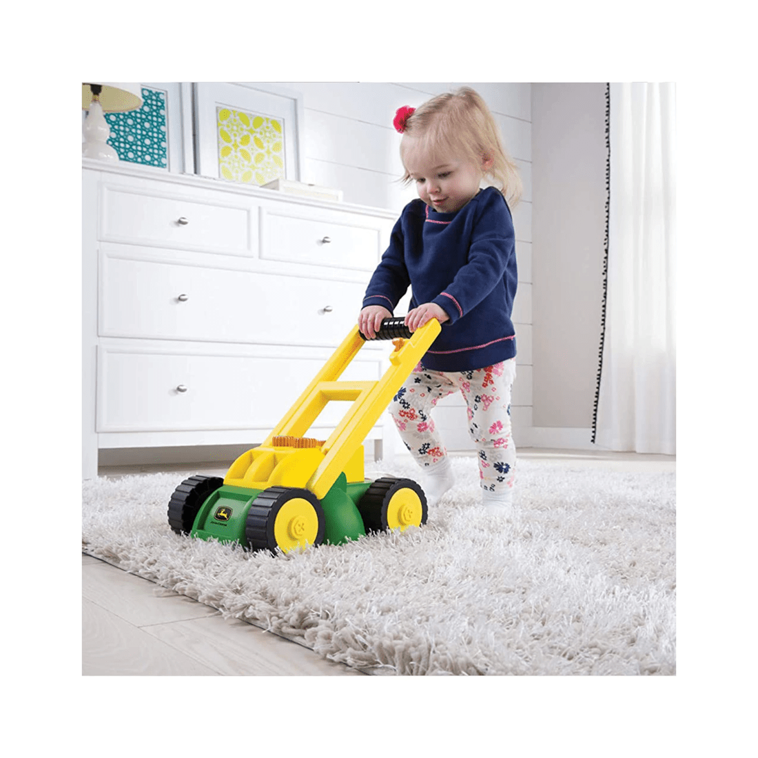 4 John Deere Kids Lawn Mower Toy With Sound Effects And Fold-down Handle - Green, 4 of 4