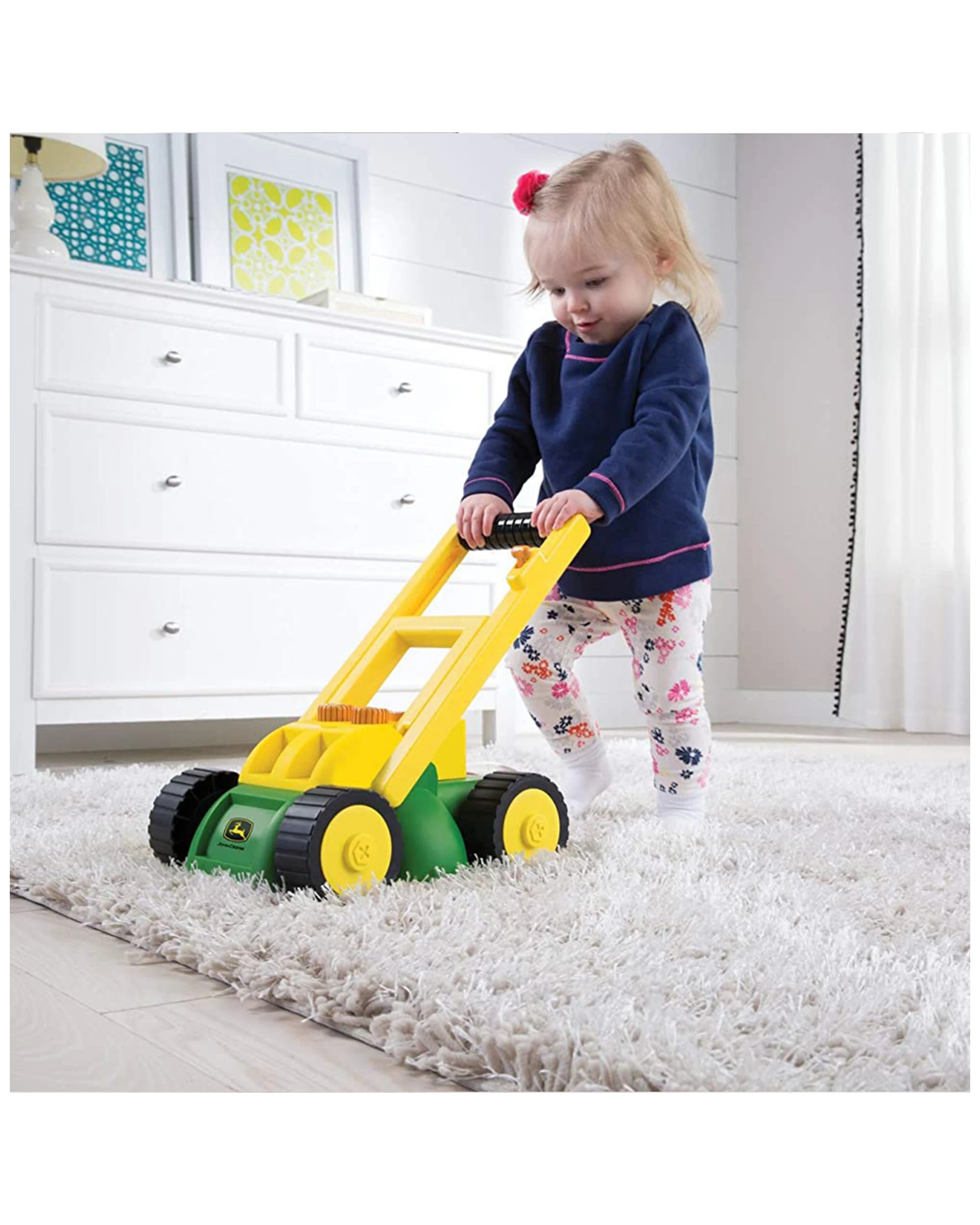 4 John Deere Kids Lawn Mower Toy With Sound Effects And Fold-down Handle - Green, 4 of 4