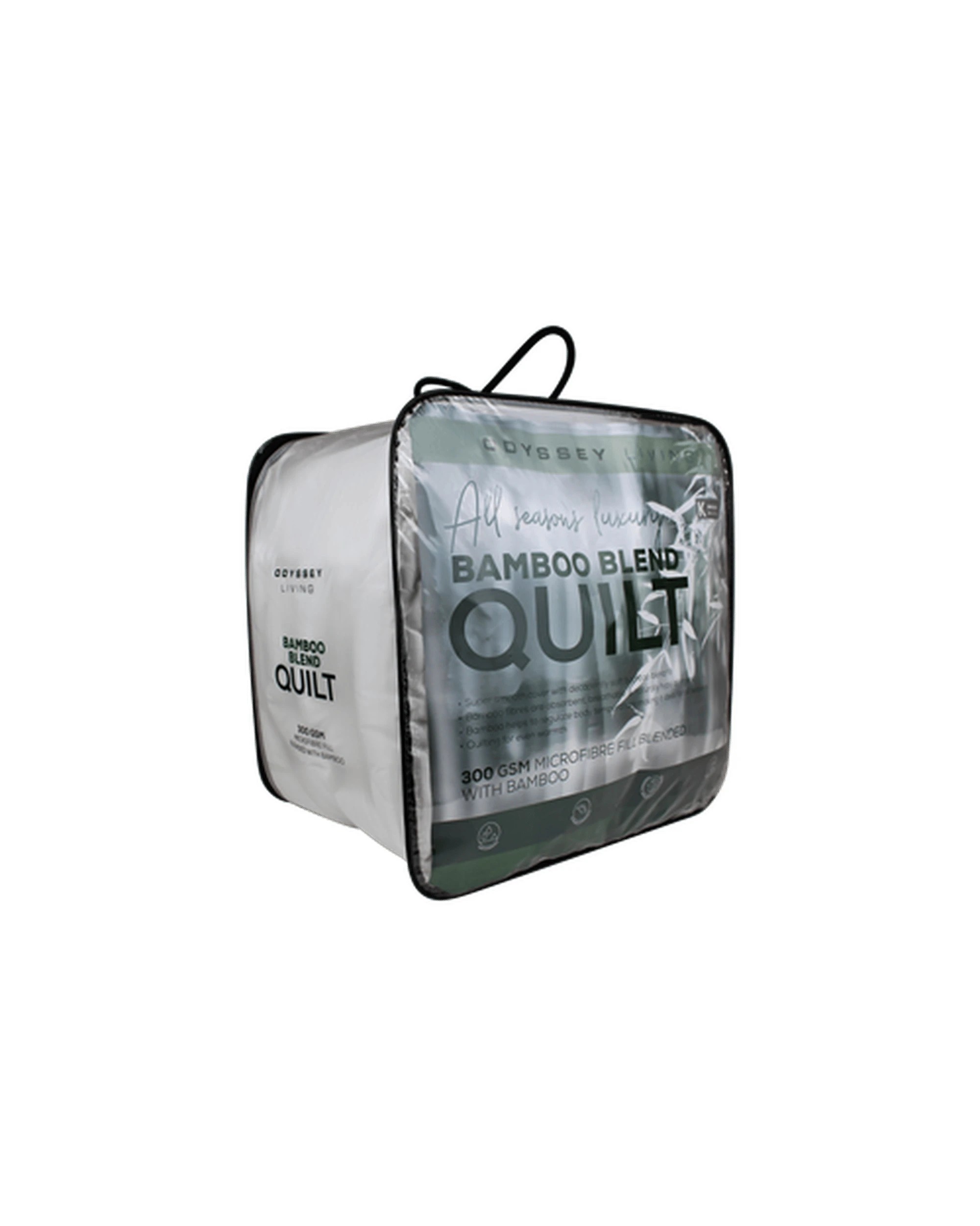 1 Odyysey Microlush Bamboo Blend Quilt 300Gsm - King Bed - White, 1 of 4