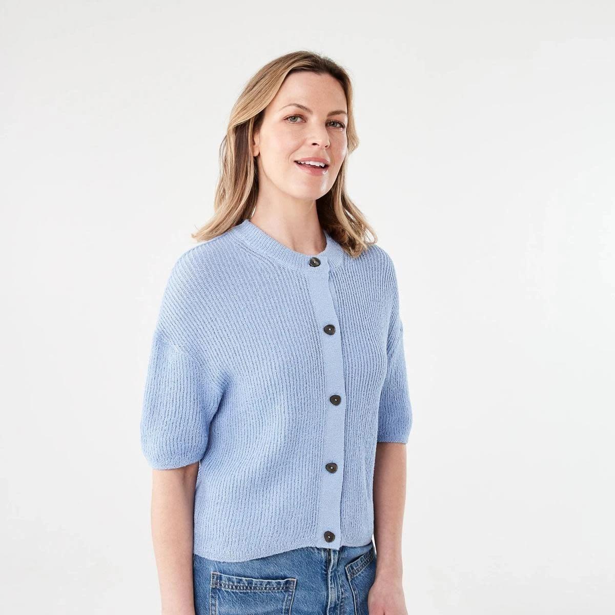2 Short Sleeve Button Up Cardigan HERON, 2 of 5