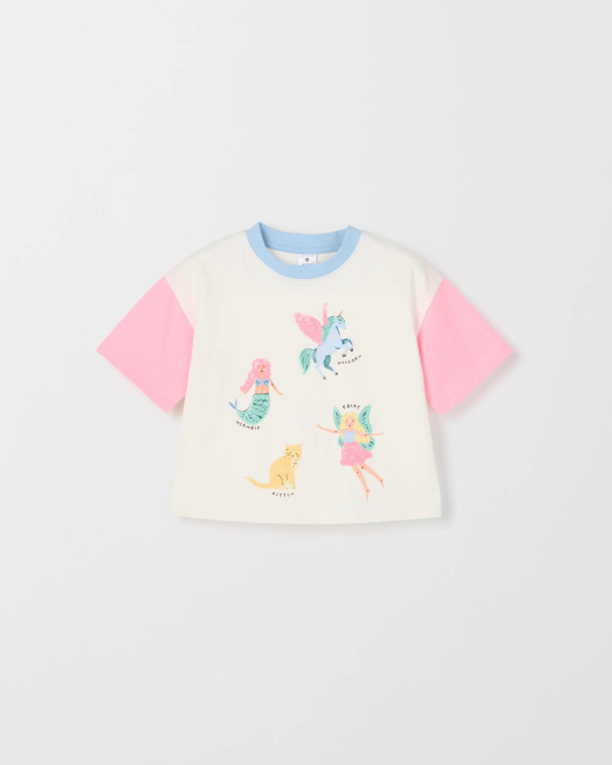 6 Target Kids Australian Cotton Boxy Event T-Shirt MERMAID UNICORN MULTI, 6 of 7