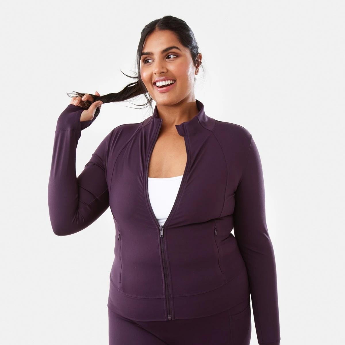 3 Active Womens Long Sleeve Ultrasoft Jacket Pur Raisin, 3 of 10