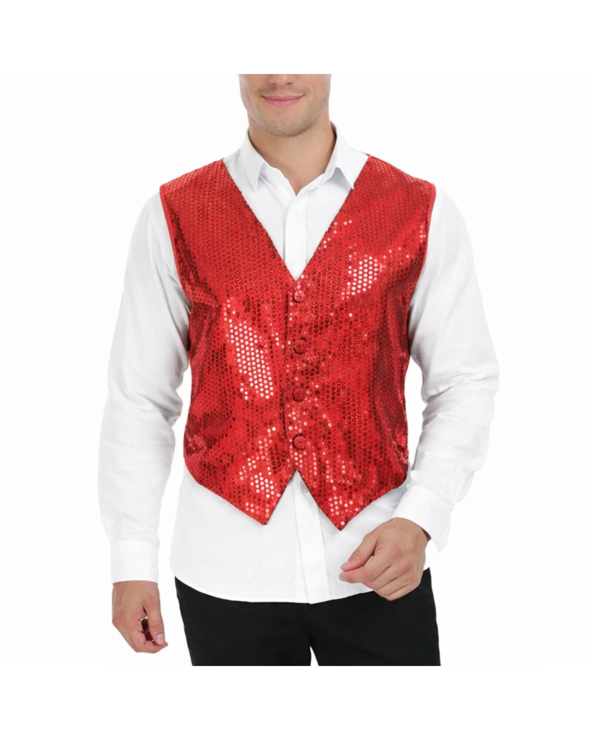1 Men's Sequin Waistcoat Dance Costume, 1 of 4