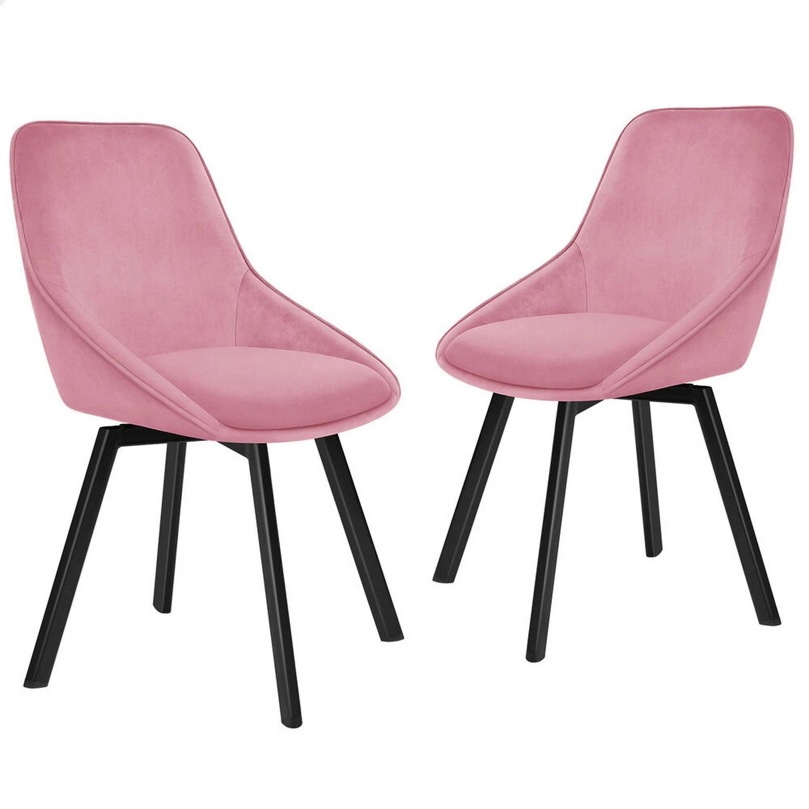 1 Alfordson 2x Dining Chairs Accent Kitchen Swivel Lounge Padded Seat Velvet - Pink, 1 of 10