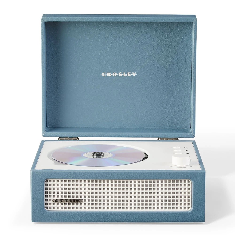 1 Crosley Voyager Portable Retro CD Player with Stereo Bluetooth Speakers, FM Radio - Washed Blue - Blue, 1 of 7