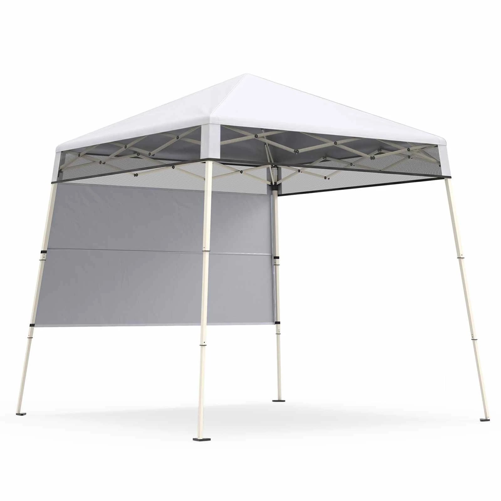 1 Costway 2.1x2.1M Pop Up Canopy Tent Sun Shelter Center Lock Half Sidewall - White, 1 of 3