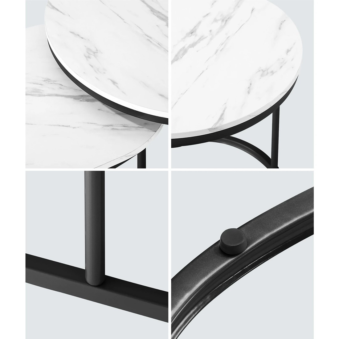 4 Oikiture Set Of 2 Coffee Table Round Oval Marble-like Nesting Side Tables
 - Multi, 4 of 10