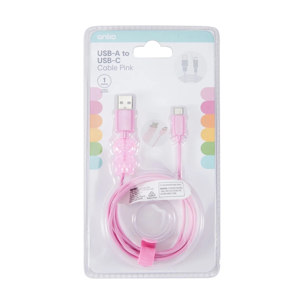 4 USB-A to USB-C Cable - Jelly Bear, 4 of 4
