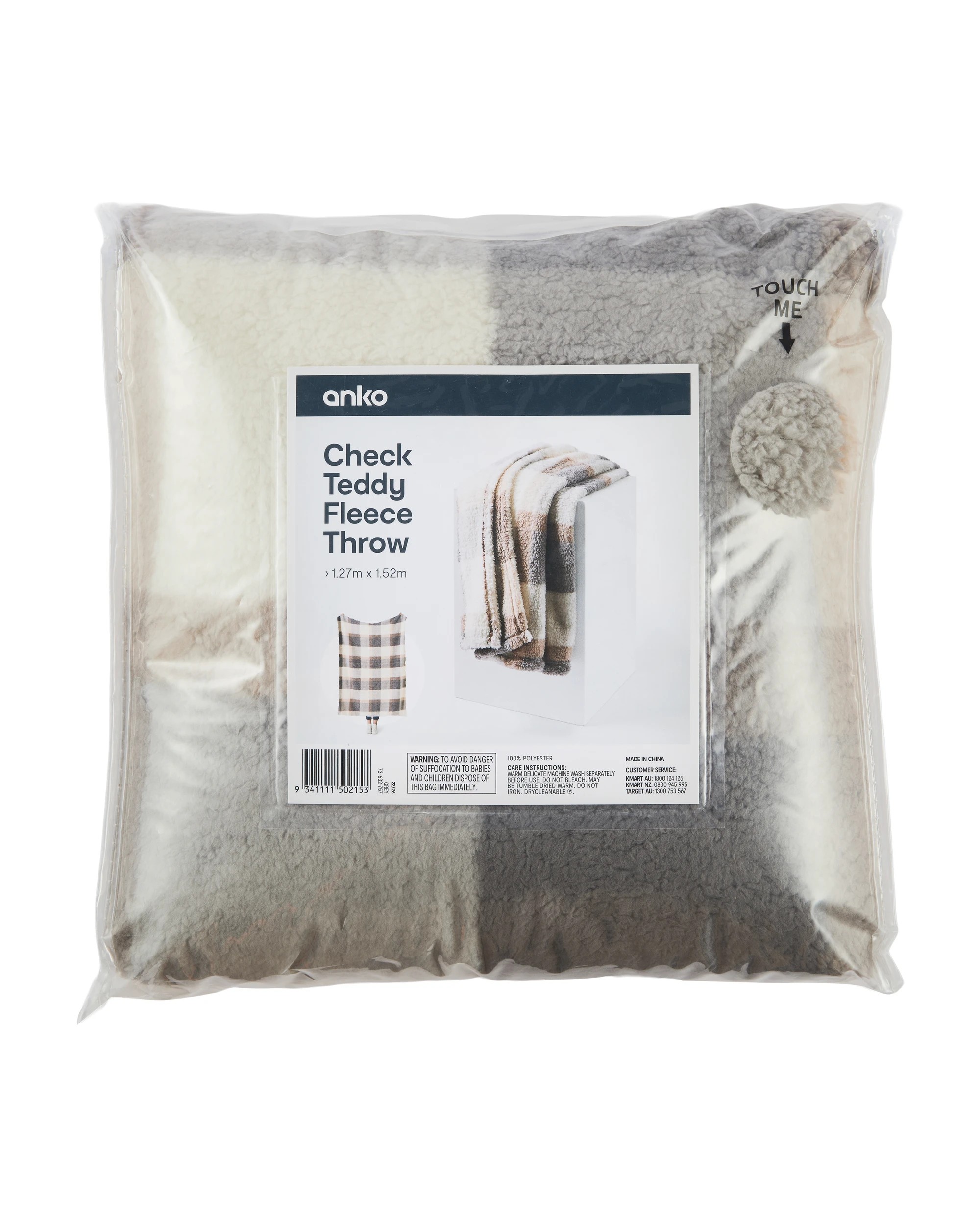 7 Check Teddy Fleece Throw - Grey, 7 of 7