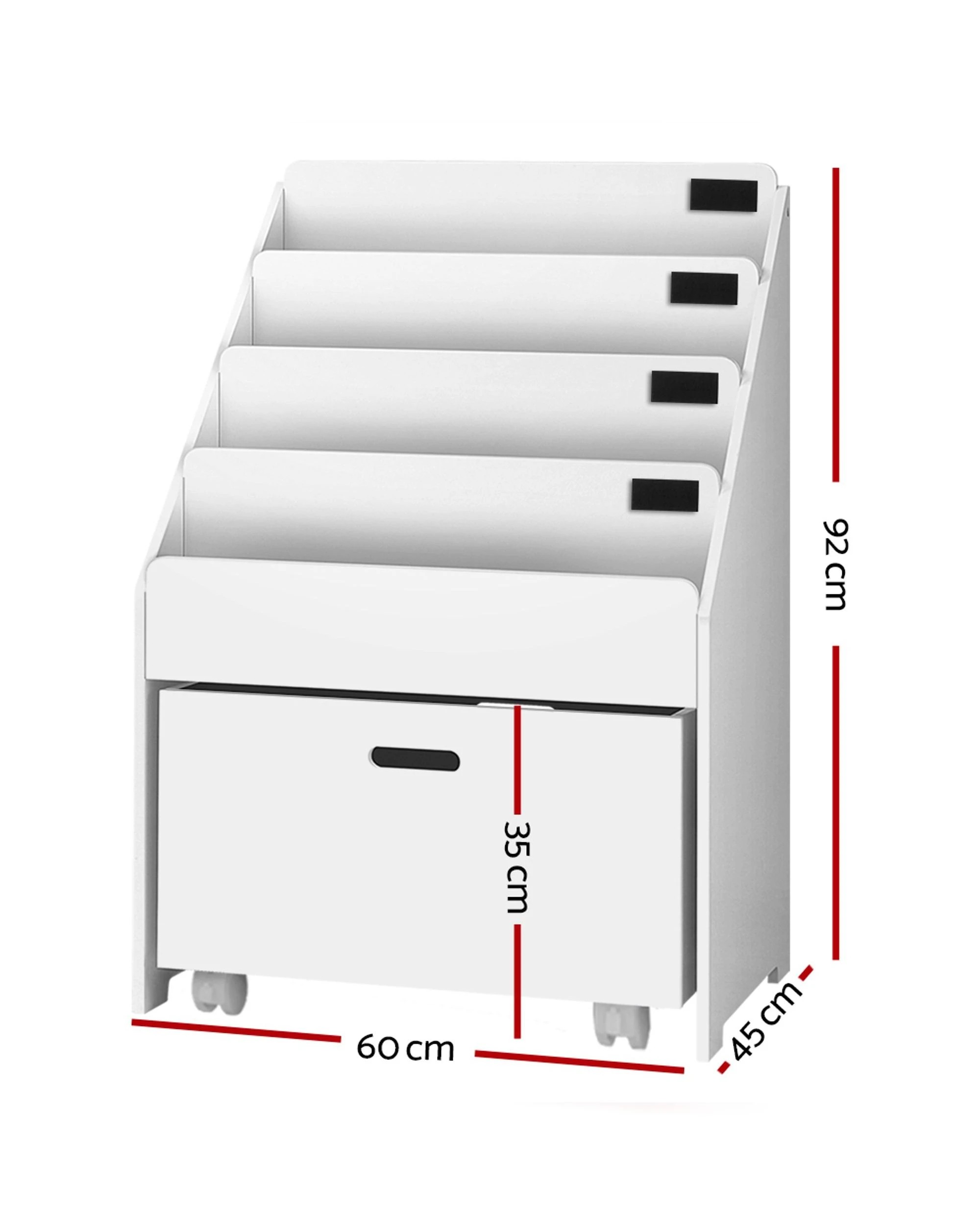 2 Keezi 4 Tiers Kids Bookshelf Storage Organiser Children Bookcase Drawers Display - White, 2 of 8