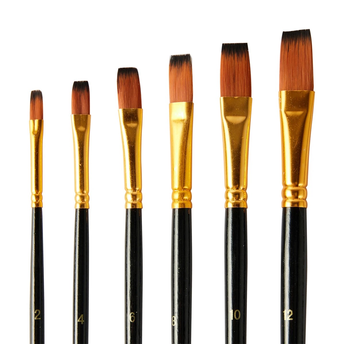 4 6 Pack Flat Taklon Brush Set, 4 of 5