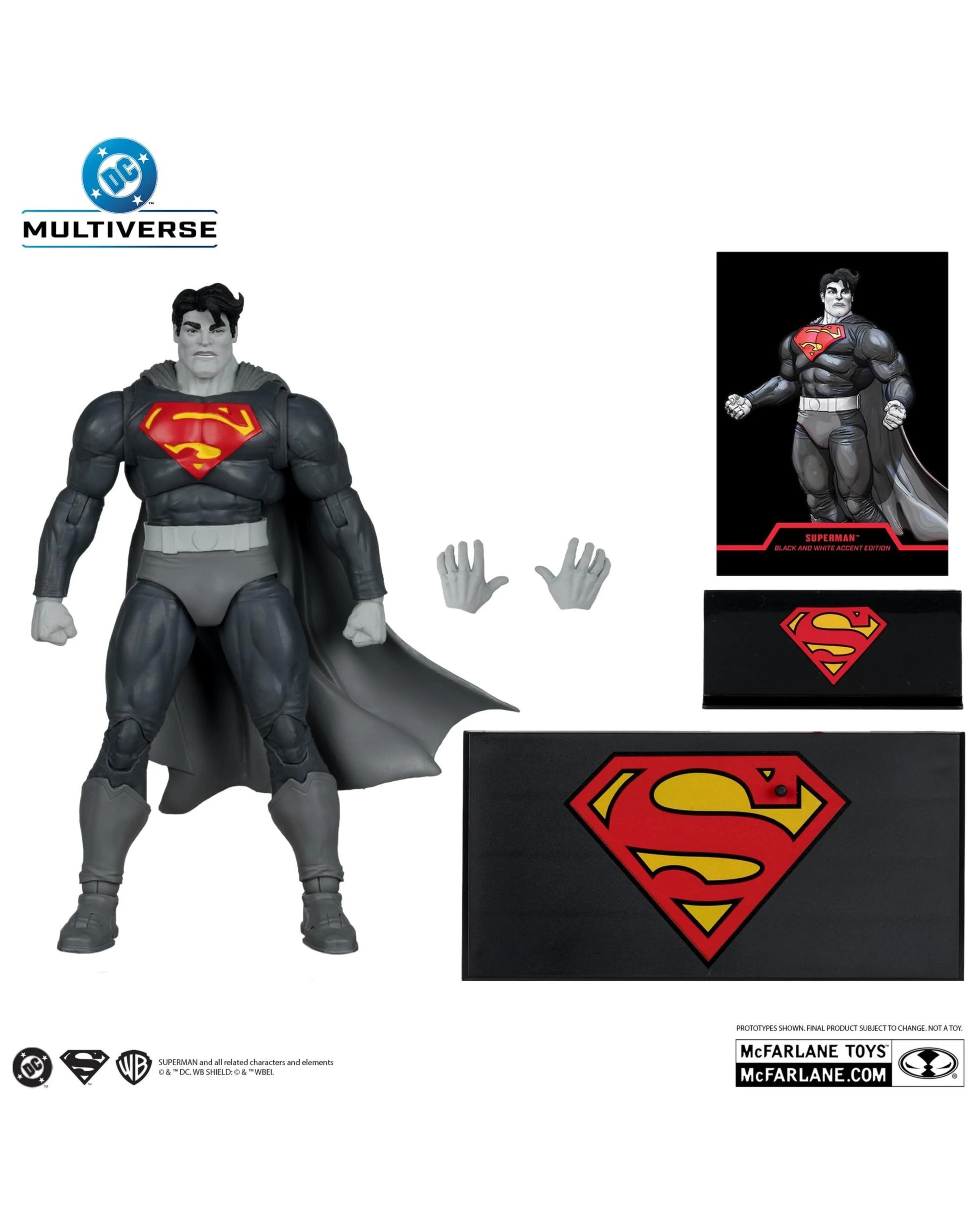 2 DC Multiverse Gold Label Superman Dark Knight Returns Black and White Accent Edition 7 inch Action Figure, 2 of 10