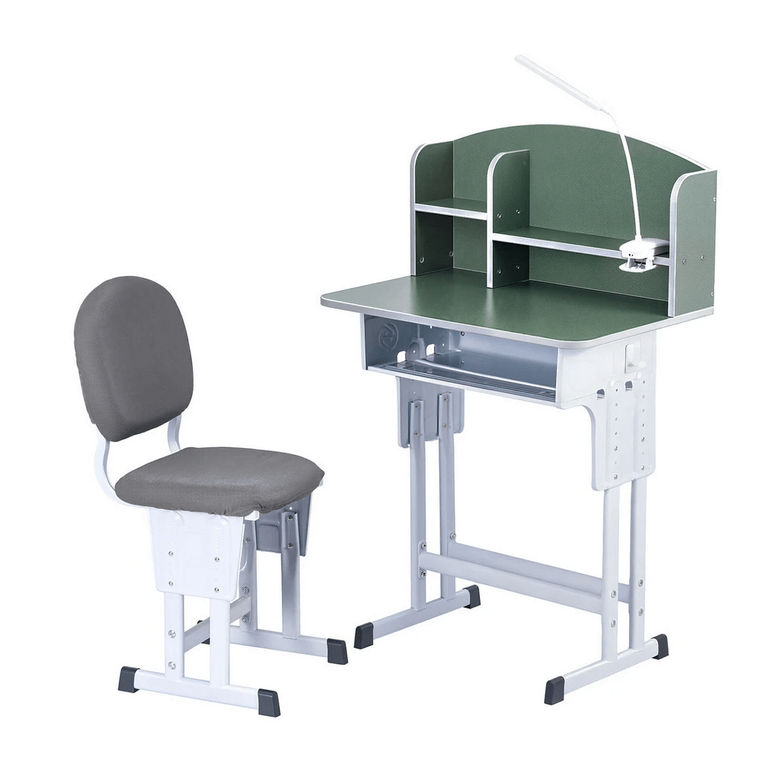 1 Keezi Kids Study Desk Chair Set Adjustable Ergonomic Table LED Lamp - Green, 1 of 2